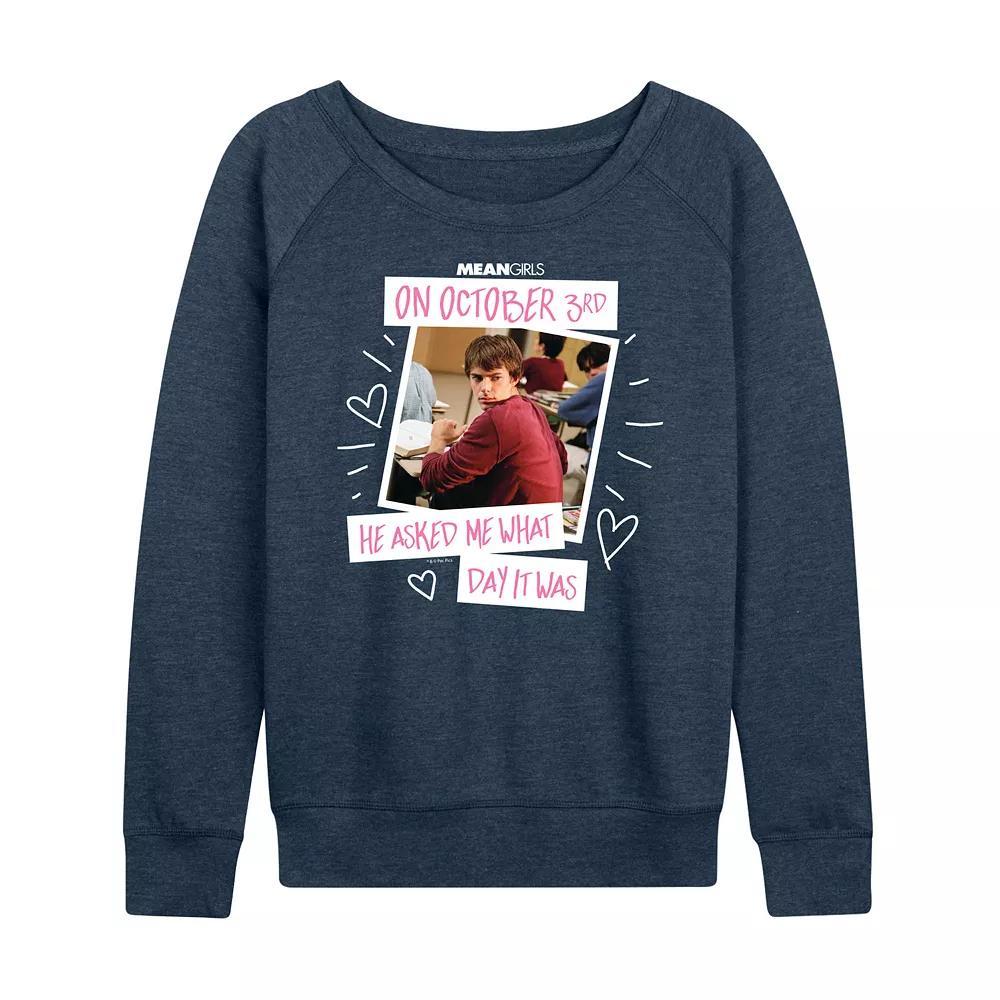 Womens Mean Girls October 3rd French Terry Long Sleeve Tee Heather Grey Product Image