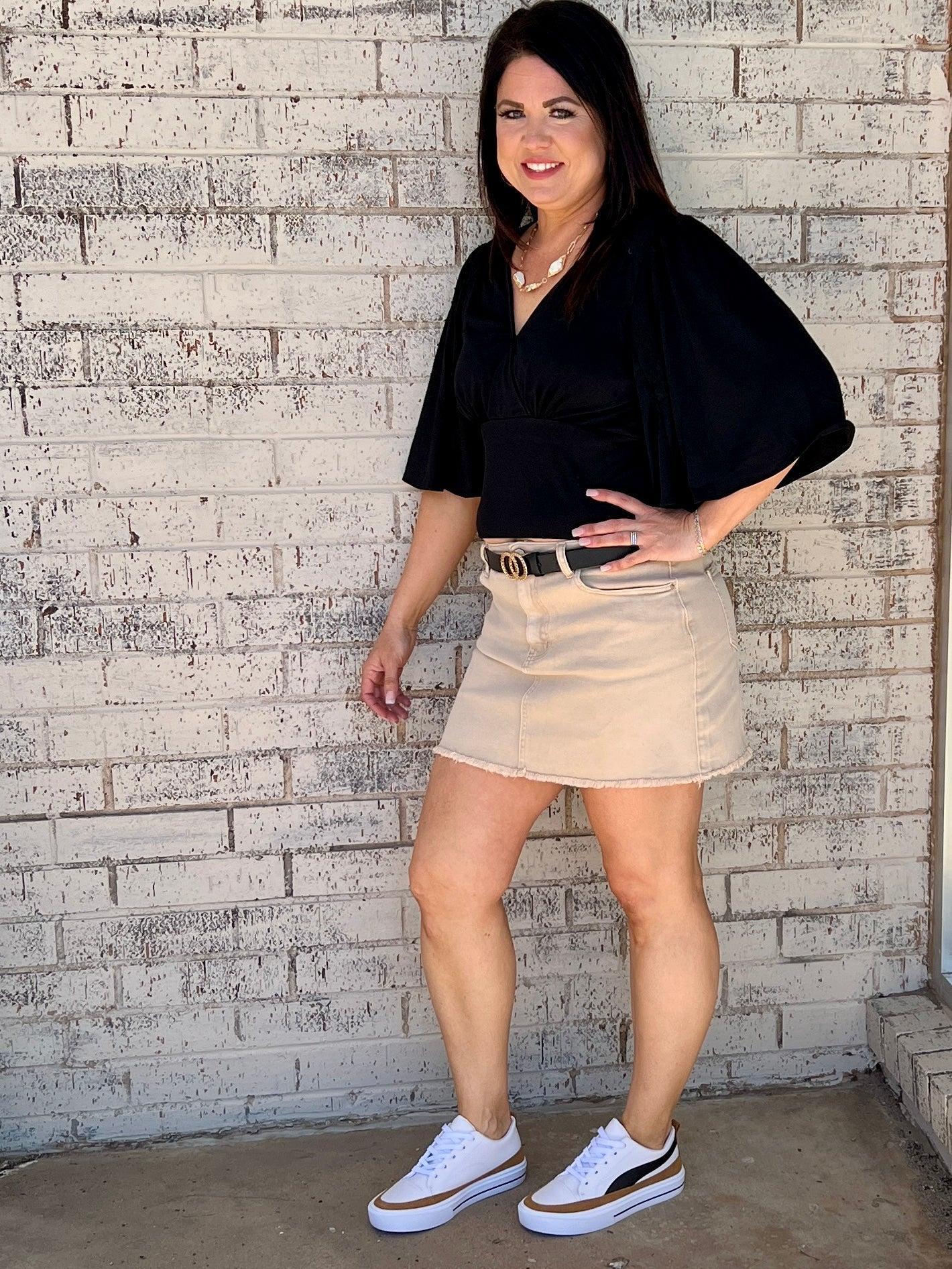 Acid Washed & Frayed Denim Skirt- 2 Colors* Product Image