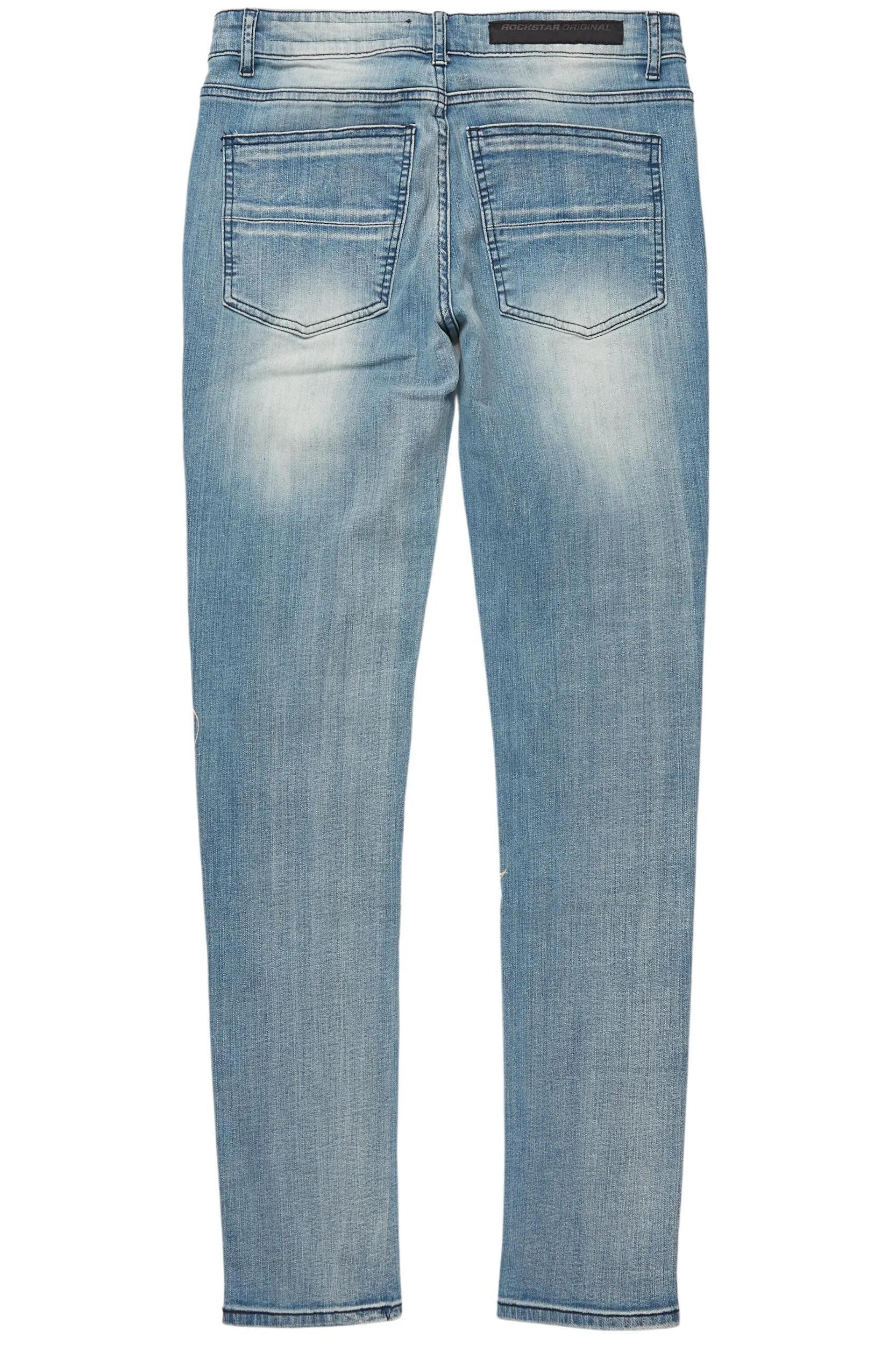 Waylon Rustic Blue Frayed Slim Fit Jean Male Product Image