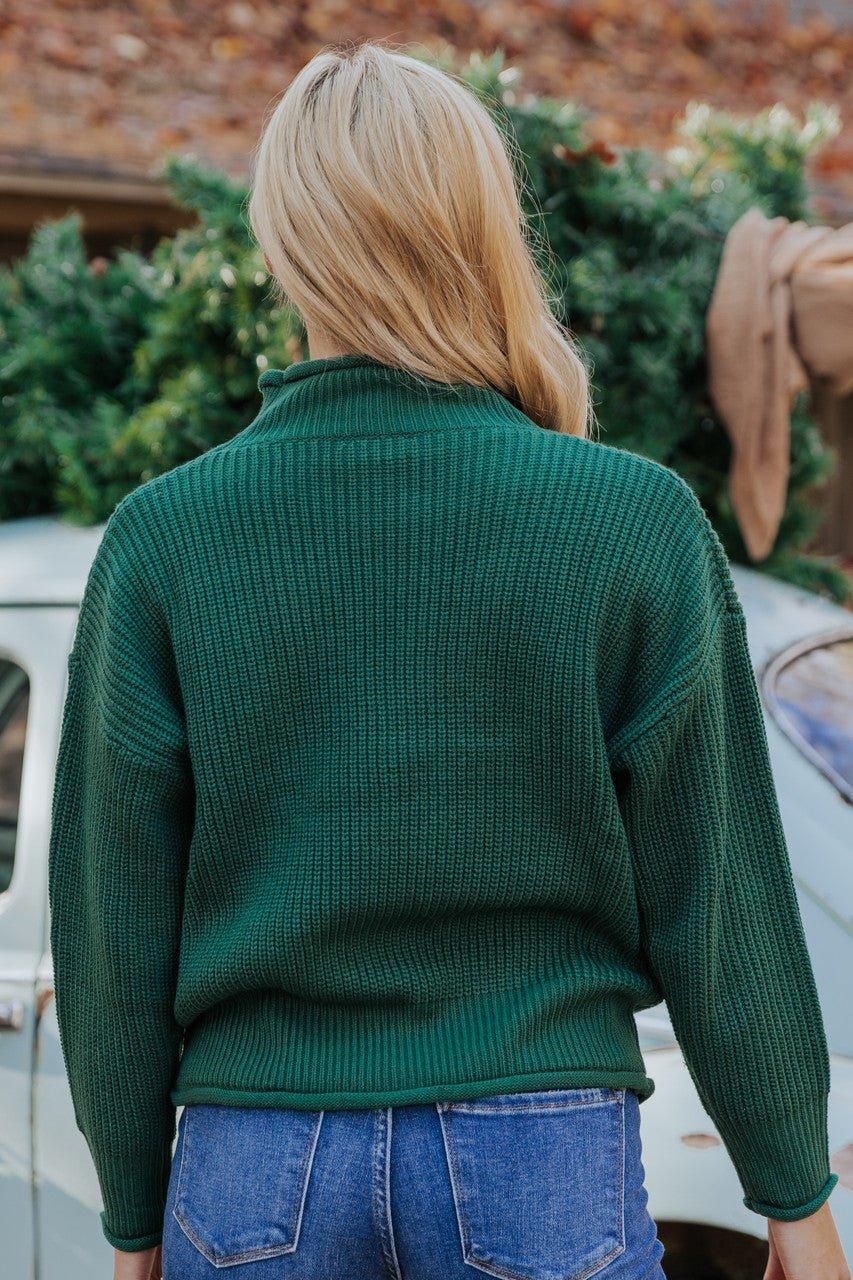 Winter Wonderland Green Mock Neck Sweater-FINAL SALE Female Product Image