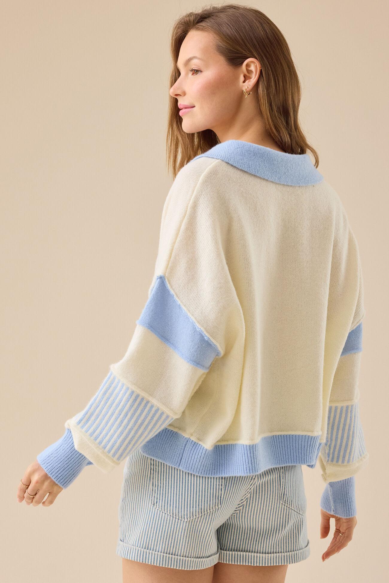 Beth Crop Mixed Media Pullover Product Image