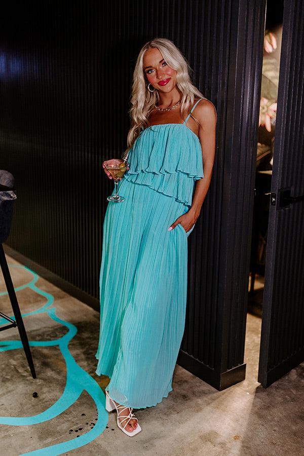 Visiting Italy Pleated Top In Aqua Product Image