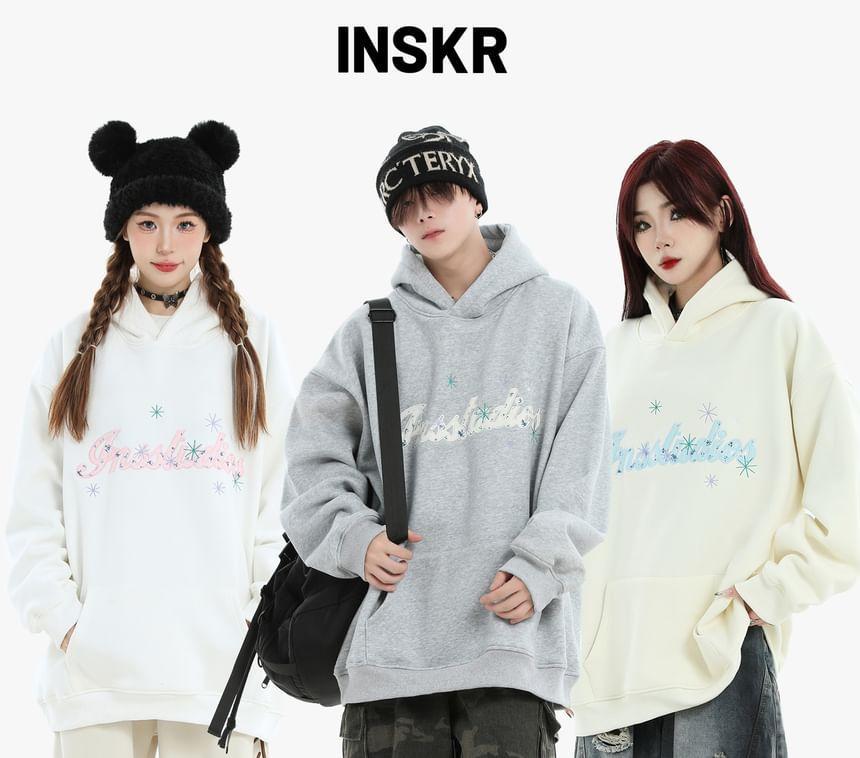 Couple Matching Lettering Loose Fit Hoodie Product Image