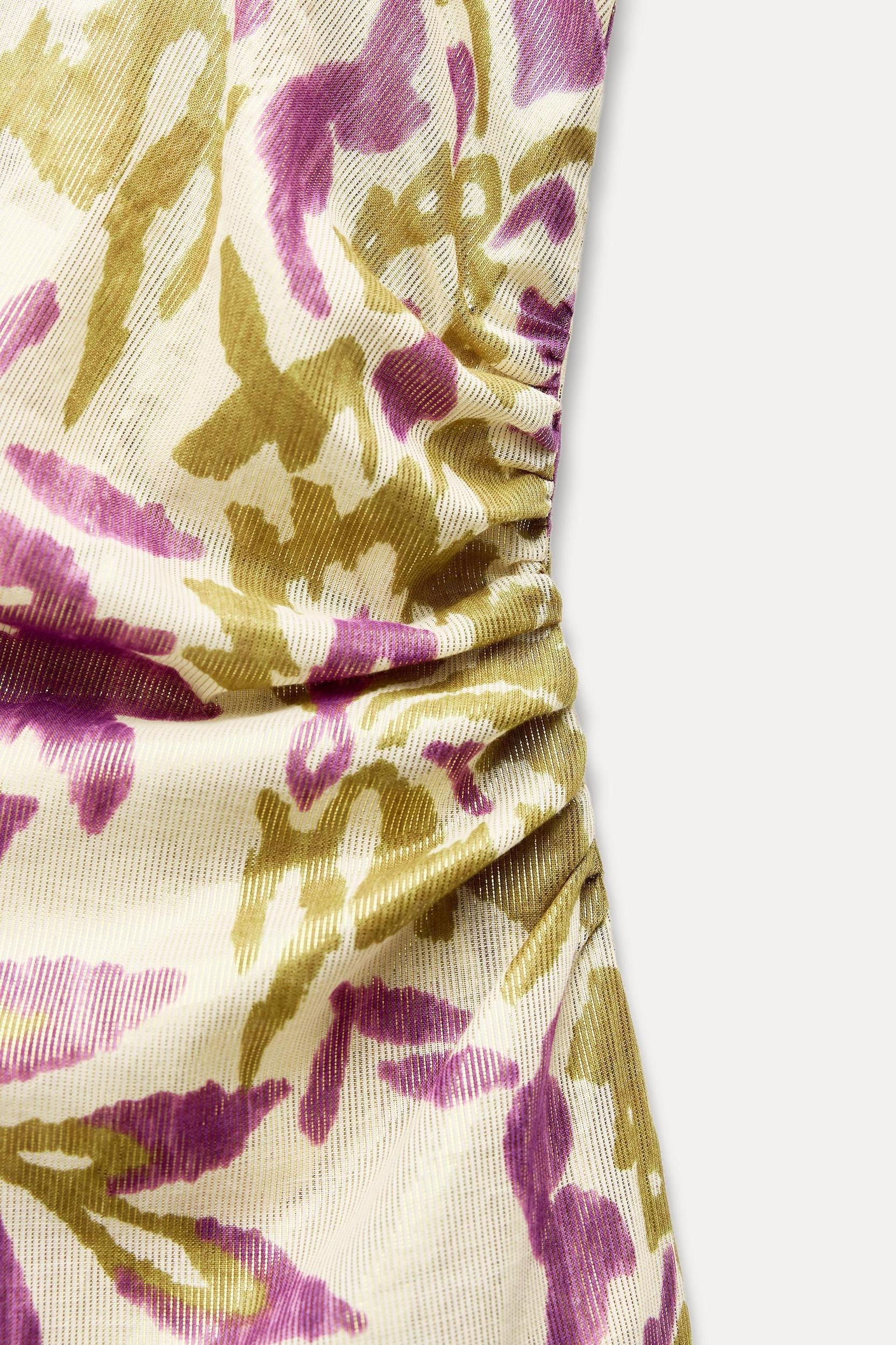 PRINTED MIDI DRESS WITH METALLIC THREAD Product Image