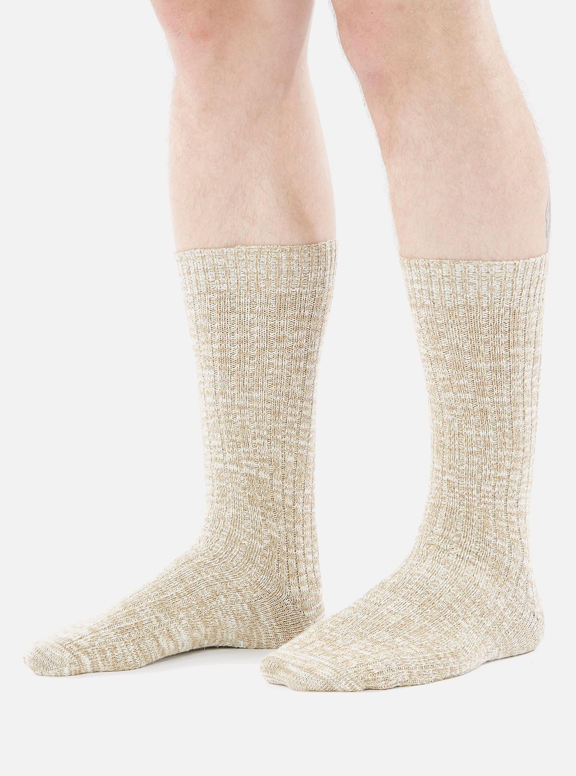 Dark Sand Slub Knit Slub Sock Product Image