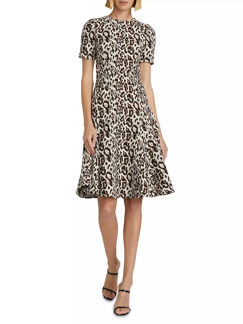 Leopard Jacquard Fit & Flare Dress Product Image