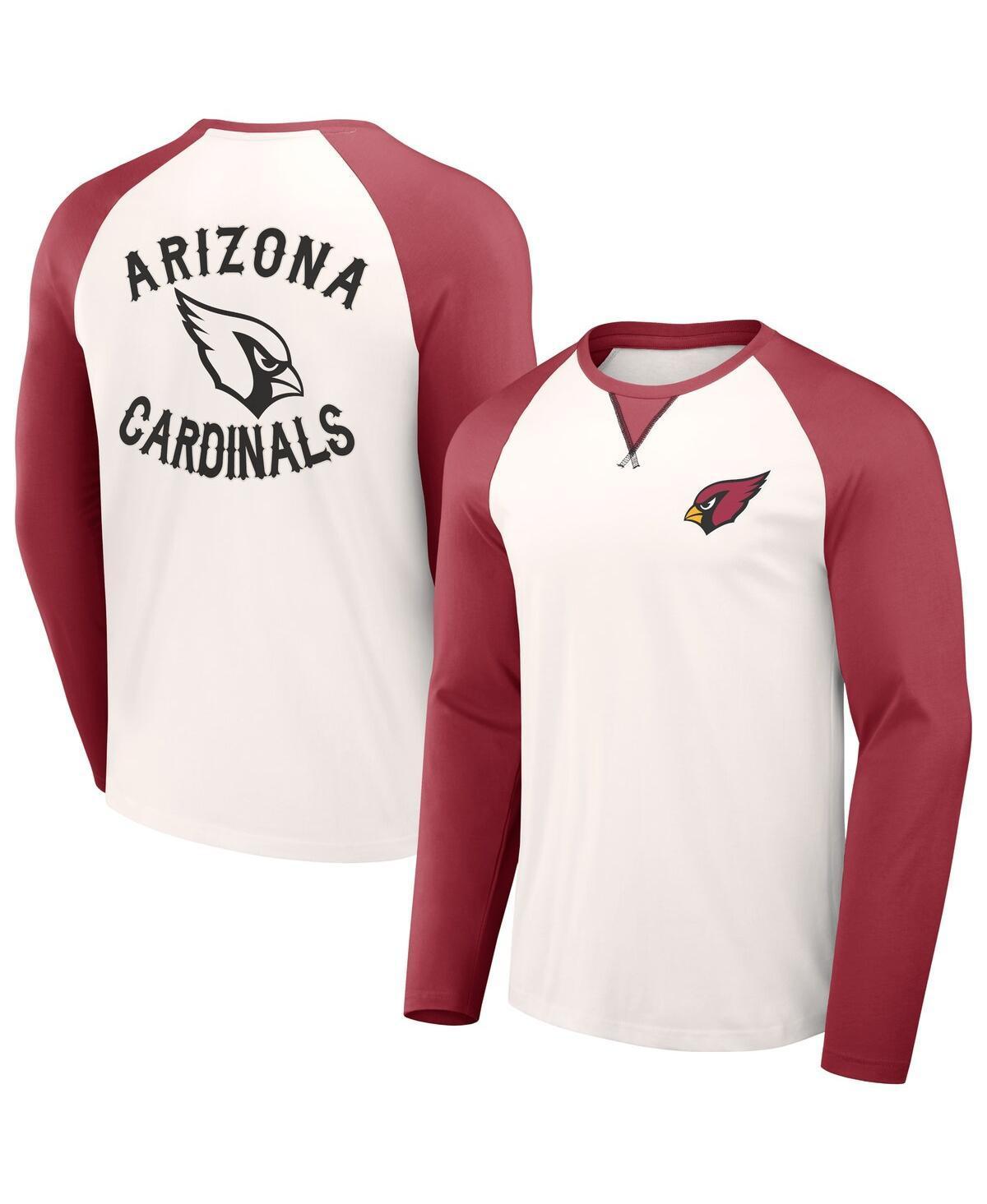 Men's NFL x Darius Rucker Collection by Fanatics Cream/Cardinal Arizona Cardinals Long Sleeve Raglan T-Shirt, Size: 3XL, Beige Product Image