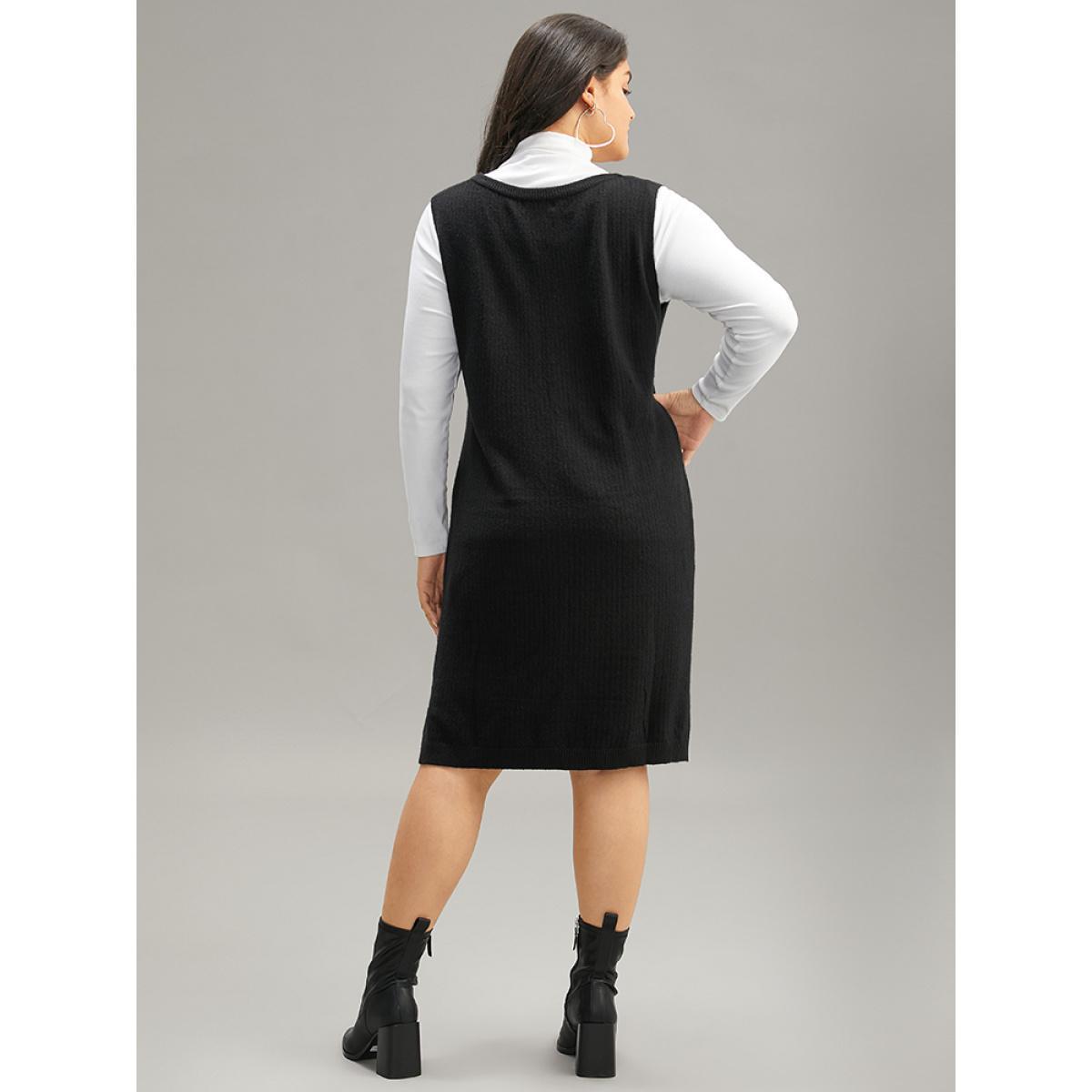 Plus Size Supersoft Essentials Anti-Pilling Shoulderless Sweater Dress Black Women Casual Loose Long Sleeve Everyday Sweater Dresses BloomChic 26/4X Product Image