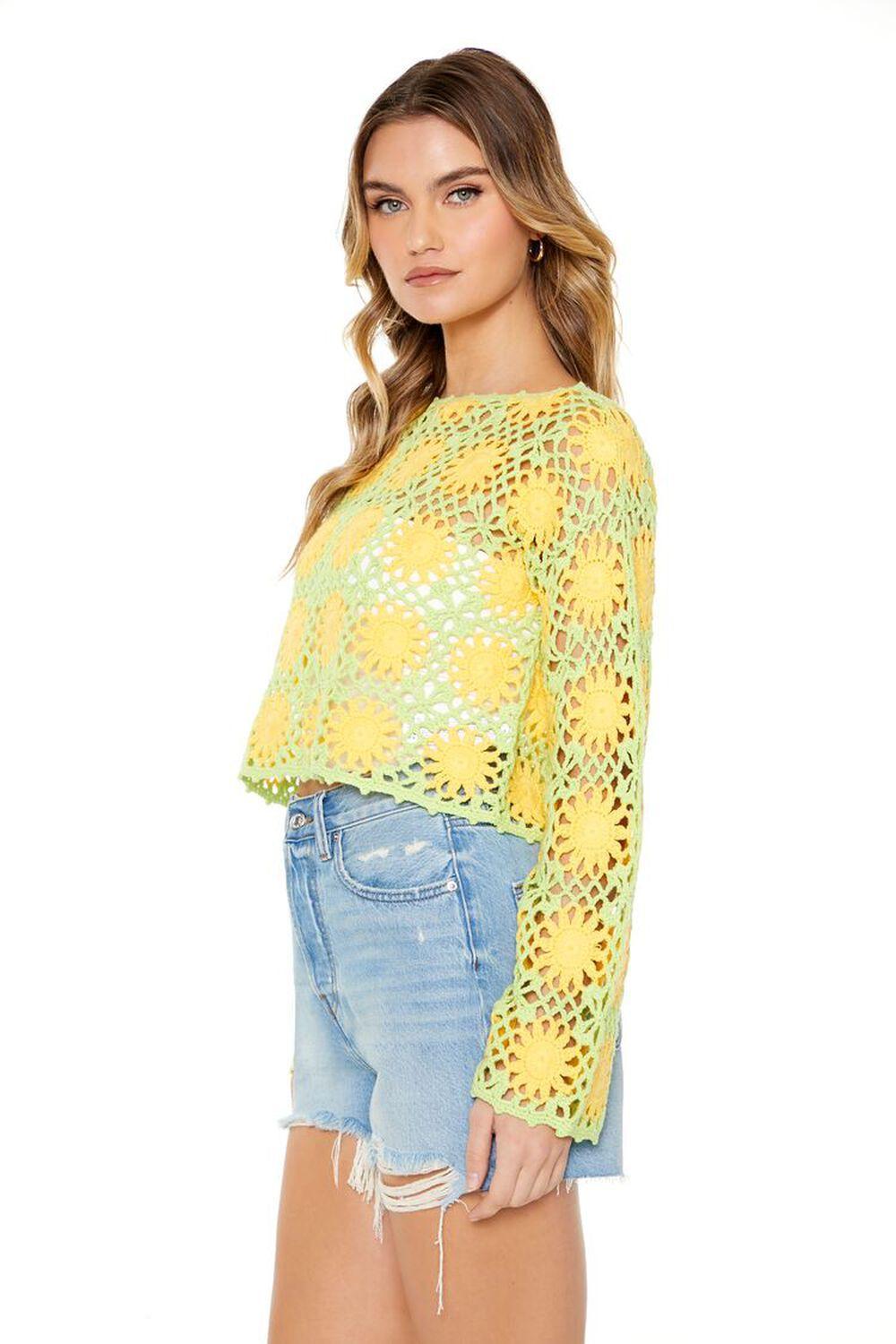 Cropped Floral Crochet Sweater | Forever 21 Product Image