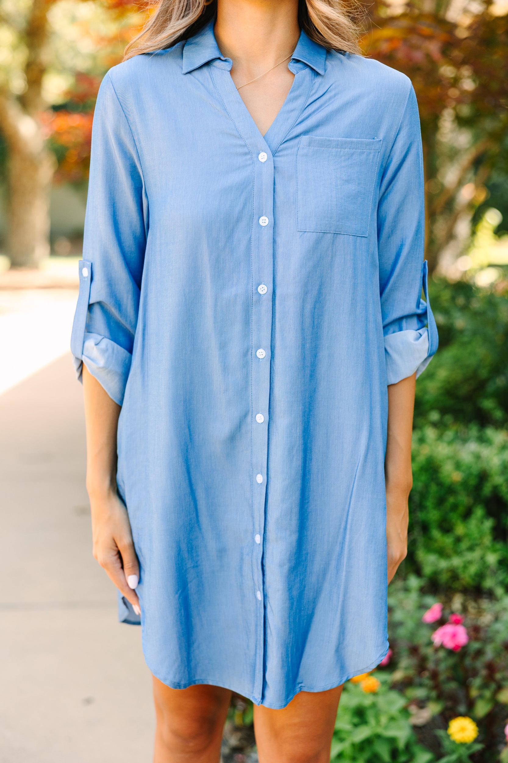 Soon To Be Light Wash Chambray Dress Female Product Image