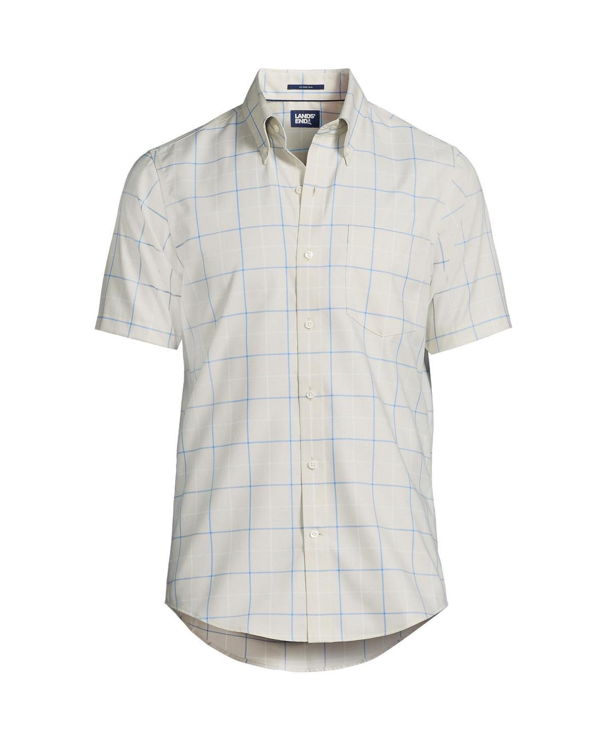 Big & Tall Lands' End No-Iron Button-Down Shirt, Men's, Size: Large Tall, Rain Blue Windowpane Product Image