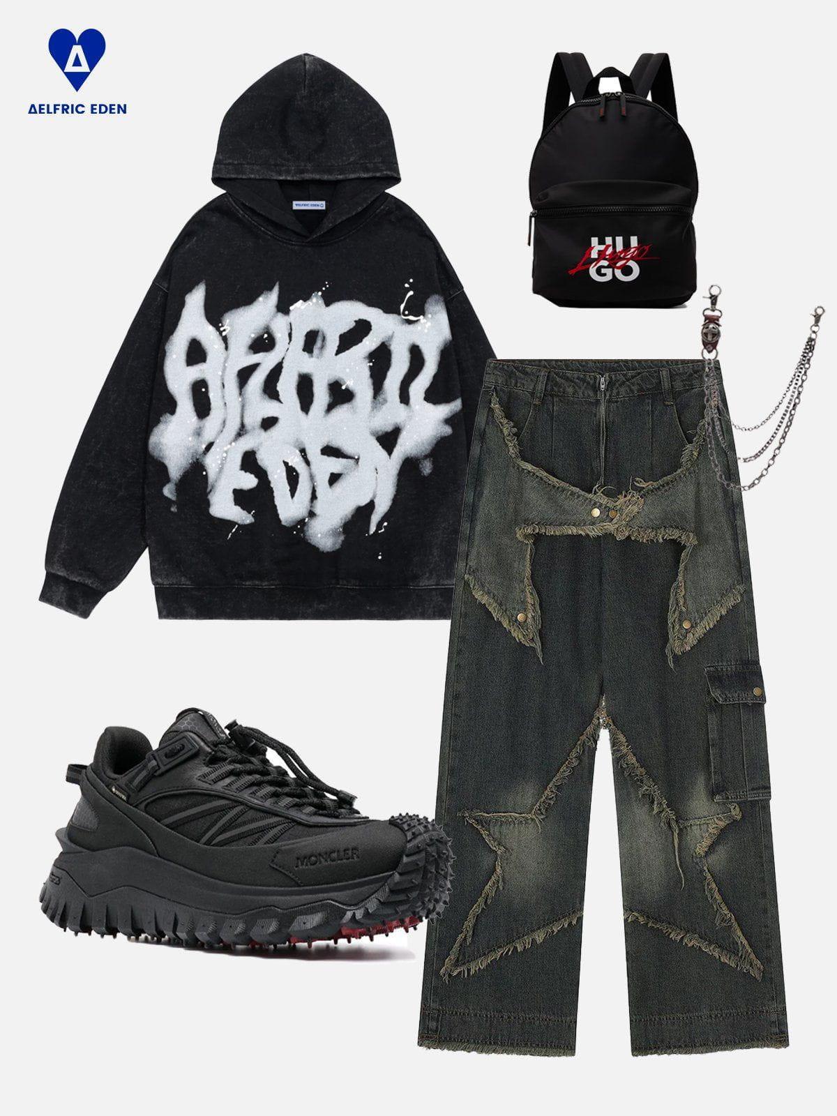 Aelfric Eden Abstract Graphic Washed Hoodie Product Image