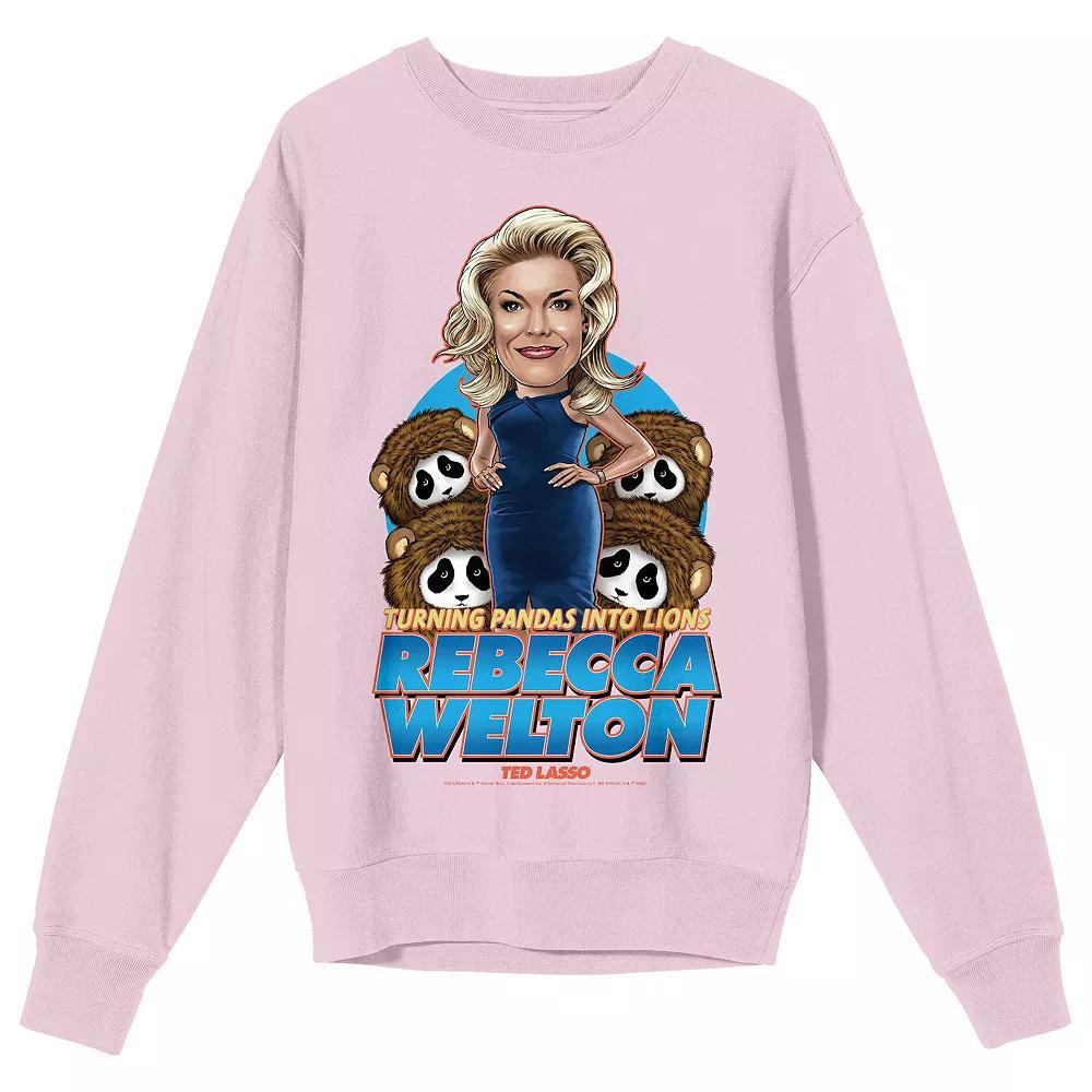 Men's Ted Lasso Rebecca Welton "Turning Pandas Into Lions" Graphic Sweatshirt, Size: Large, Pink Product Image