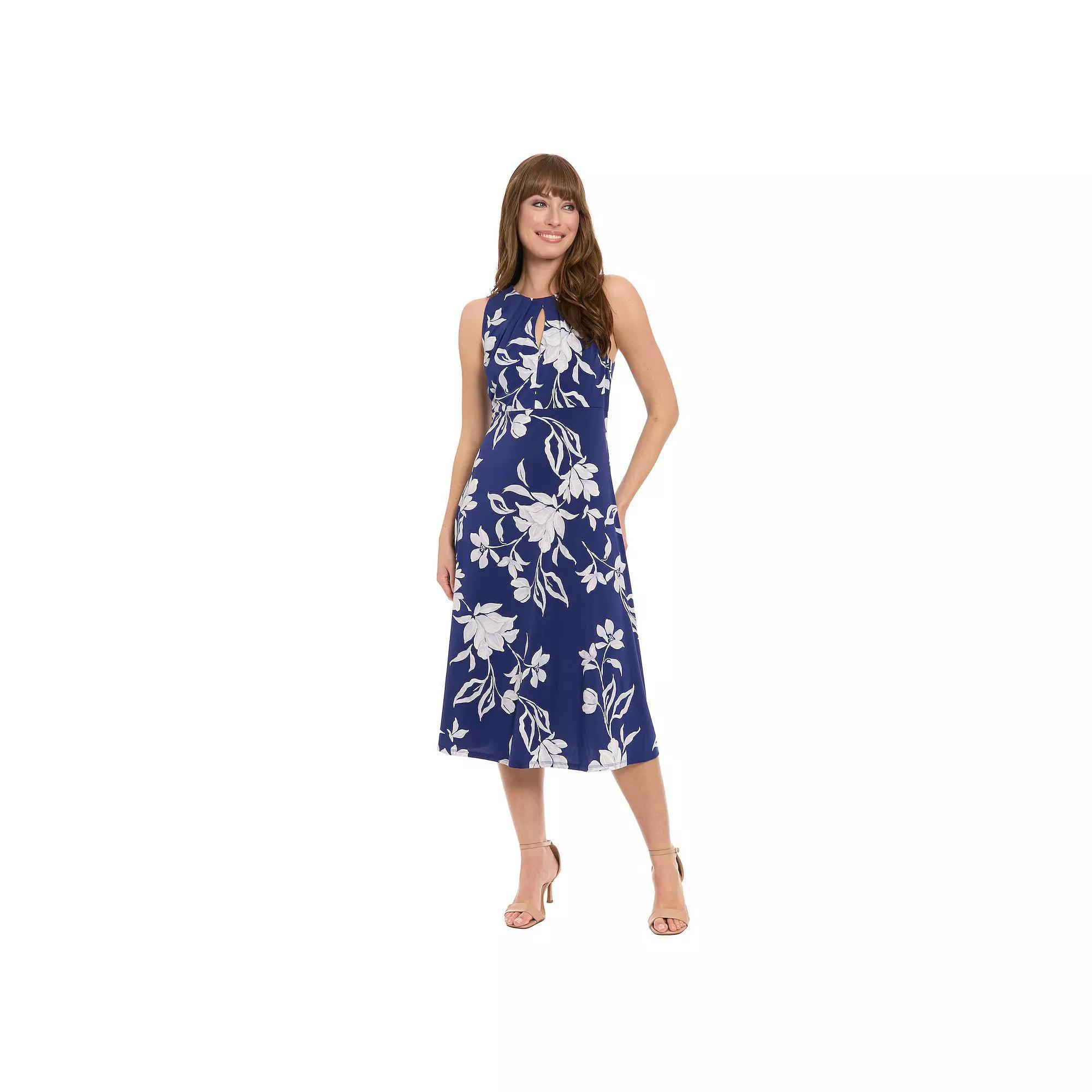 Petite London Times Sleeveless Keyhole Fit & Flare Midi Dress, Women's, Size: 8 Petite, Navy Ivory Product Image