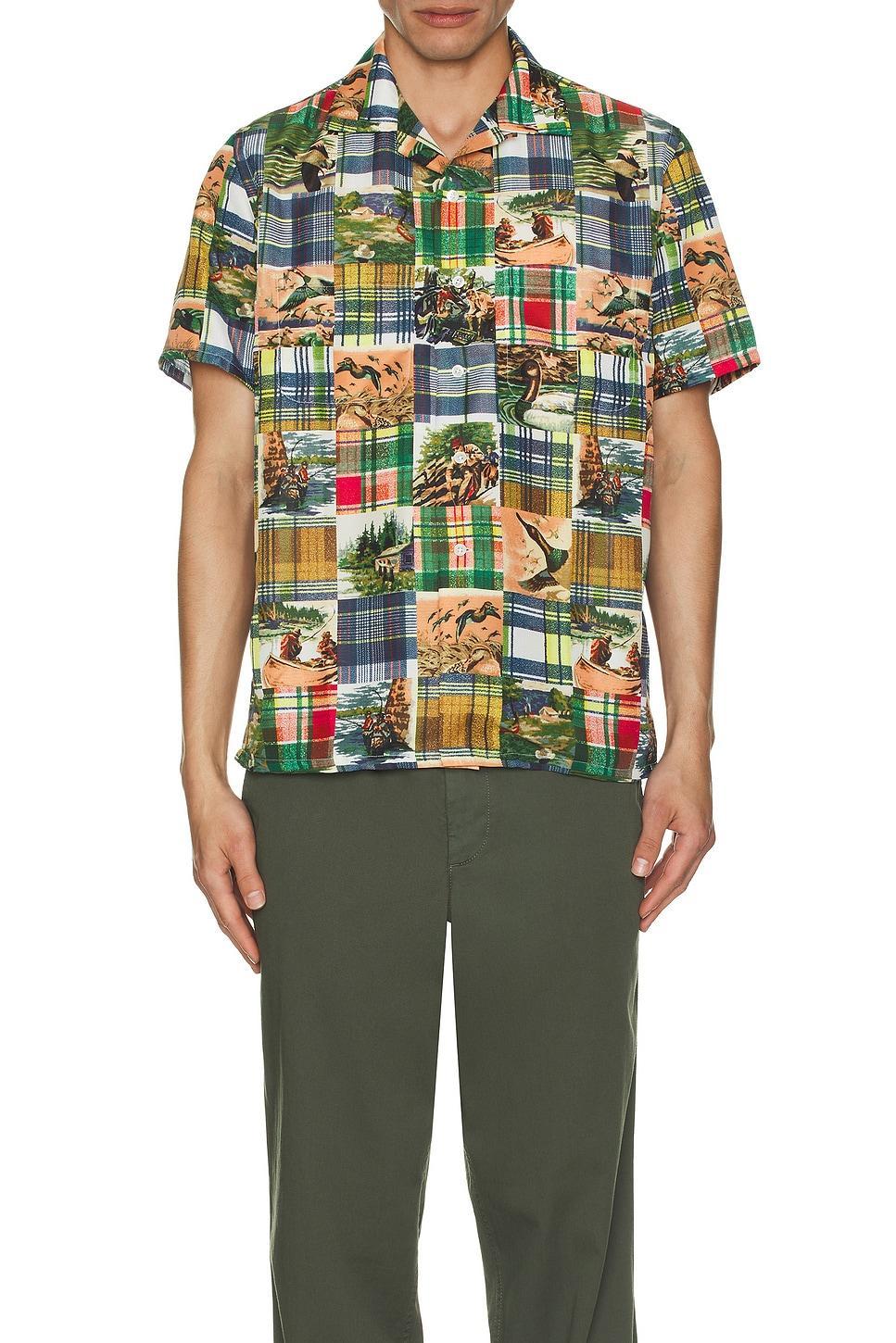 Open Collar Jacquard Mapping Patchwork Like Print Product Image