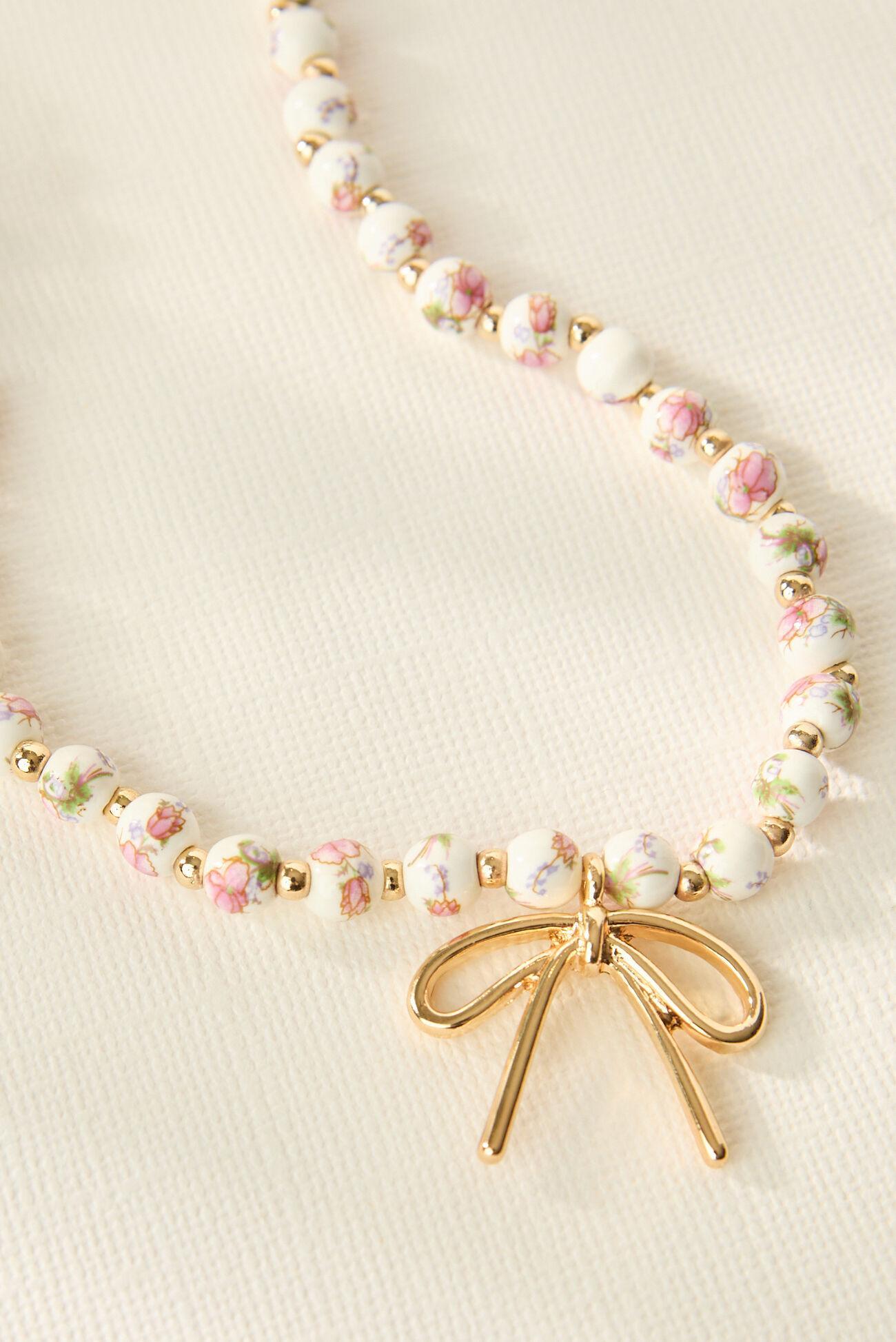 Beaded Bow Pendant Necklace Product Image