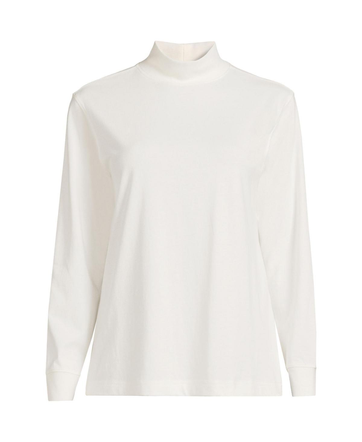 Petite Lands' End Long Sleeve Super T Mock Neck Top, Women's, Size: Medium Petite, Grey Heather Product Image