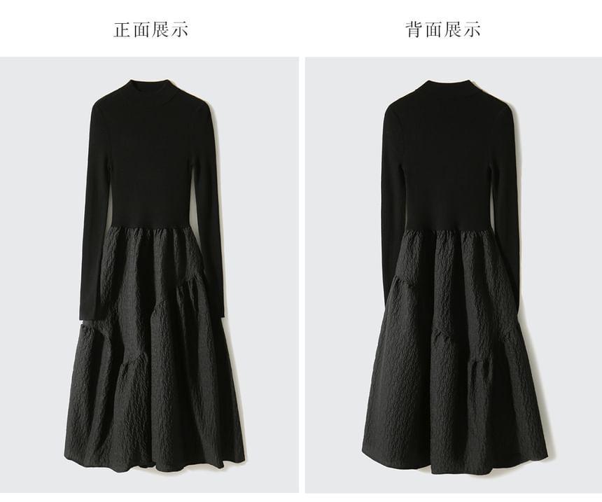 Long Sleeve Turtleneck A-Line Midi Dress Product Image
