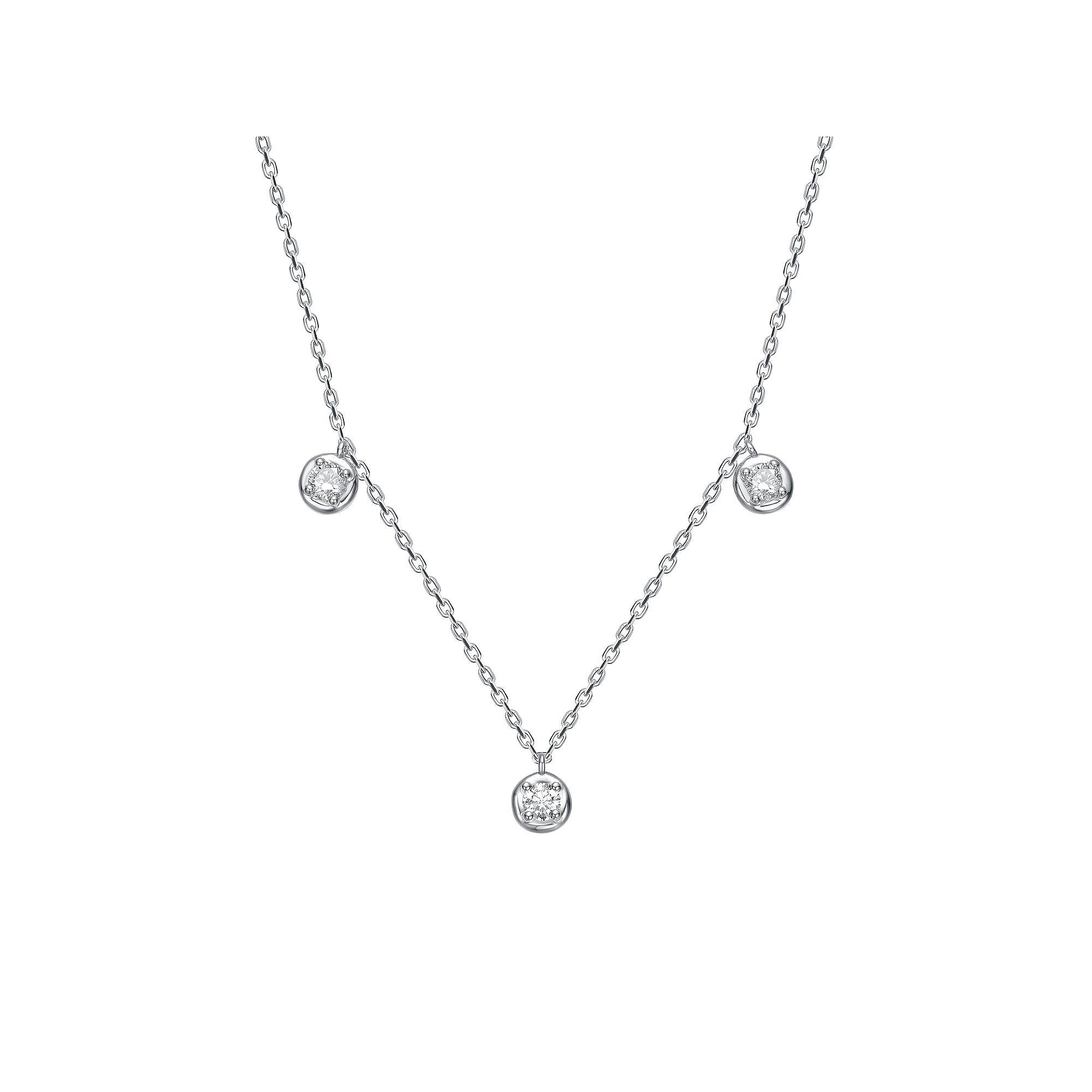 Stella Valentino Sterling Silver Lab-Created Moissanite Raindrop Station Necklace, Womens Product Image