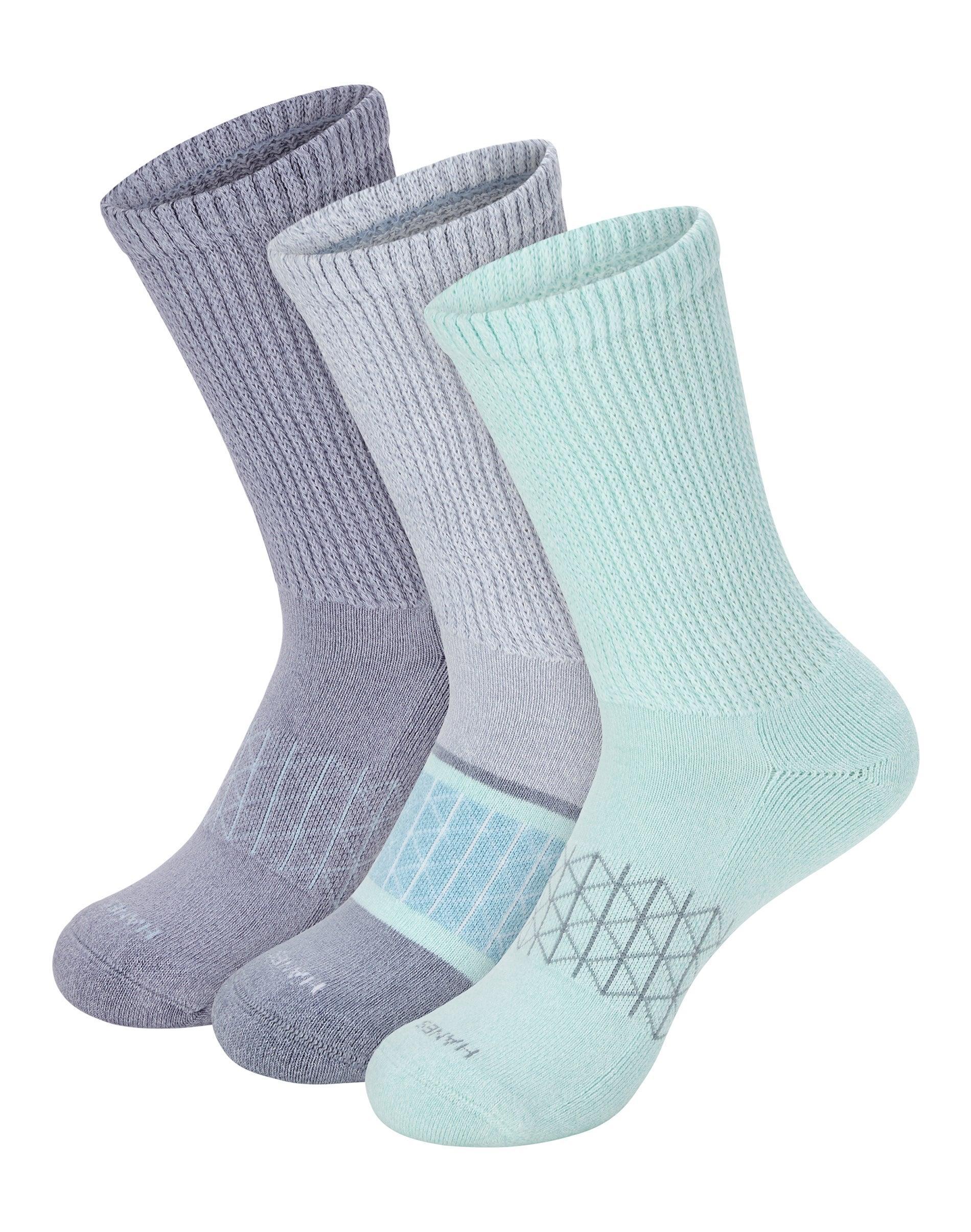 Hanes Womens Absolute Wellness 3pk Non-Binding Crew Socks 5-9: Cotton Blend, Cushioned Sole, Arch Support, Seamless Toe Product Image