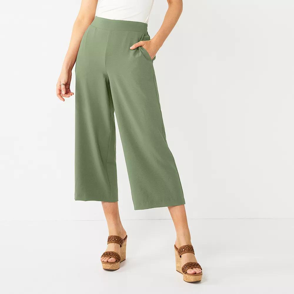 Petite Nine West Airflow Pull-On Wide Leg Crop Pants, Women's, Size: Large Petite, Camden Green Product Image