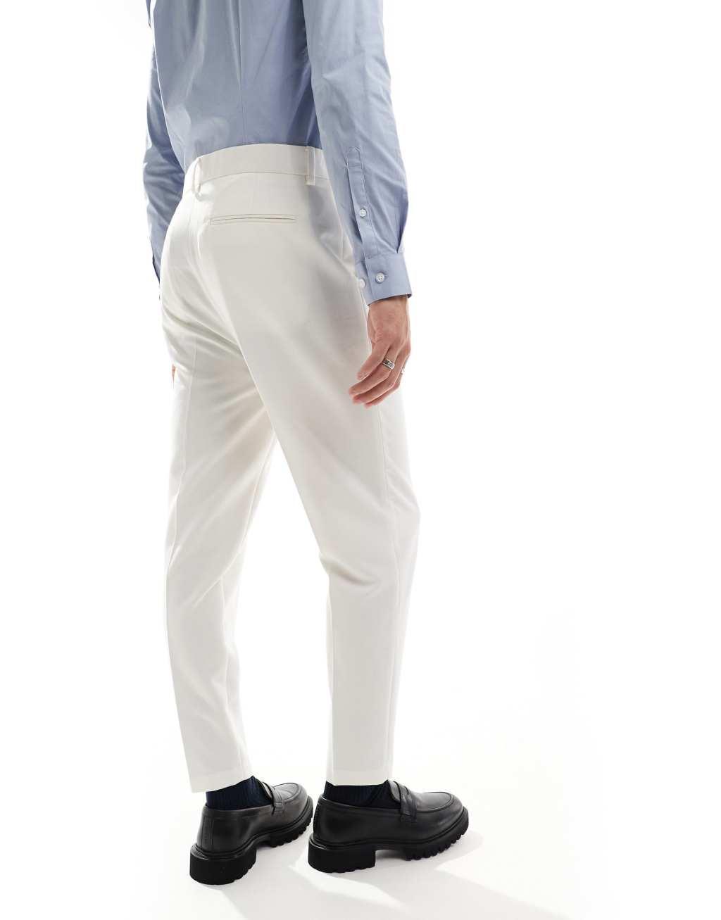 ASOS DESIGN smart tapered fit pants in beige Product Image
