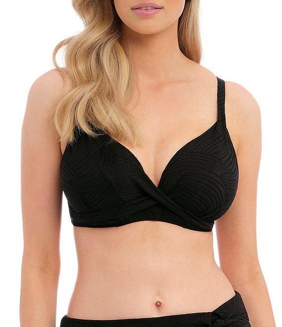 Fantasie Ottawa Solid Plunge Neck Front Twist Underwire Extended Bra Size Bikini Swim Top Product Image