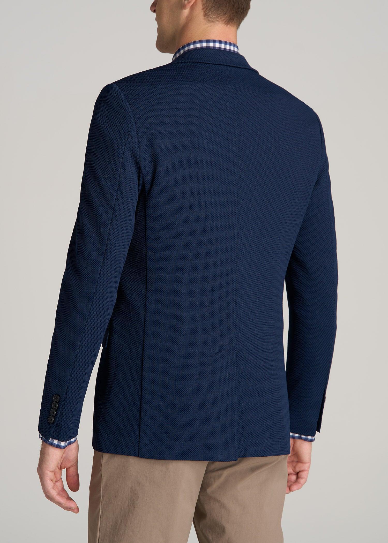 Textured Blazer for Tall Men in Navy Blue Product Image