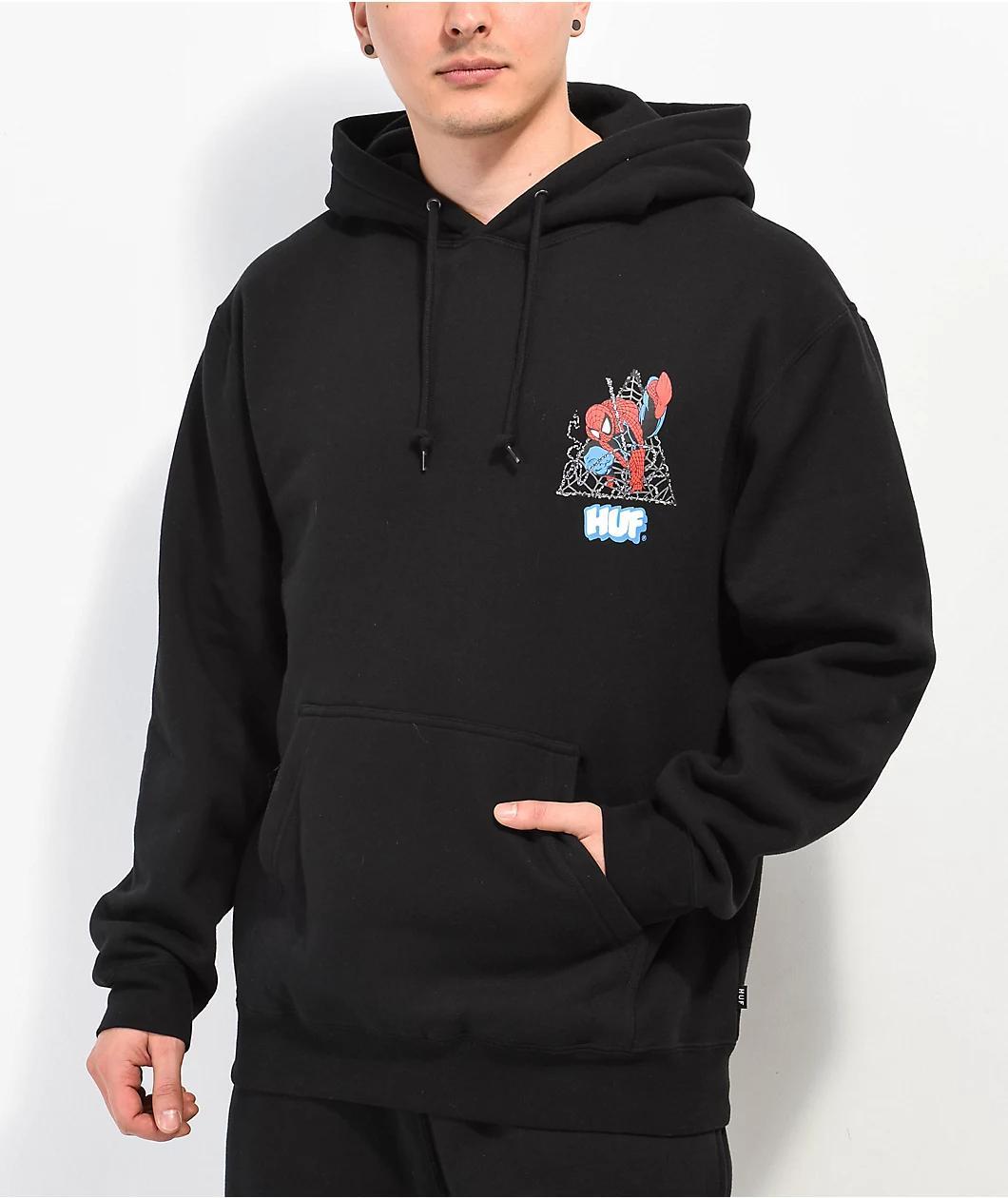 HUF x Spider-Man Thwip Triangle Black Hoodie Product Image