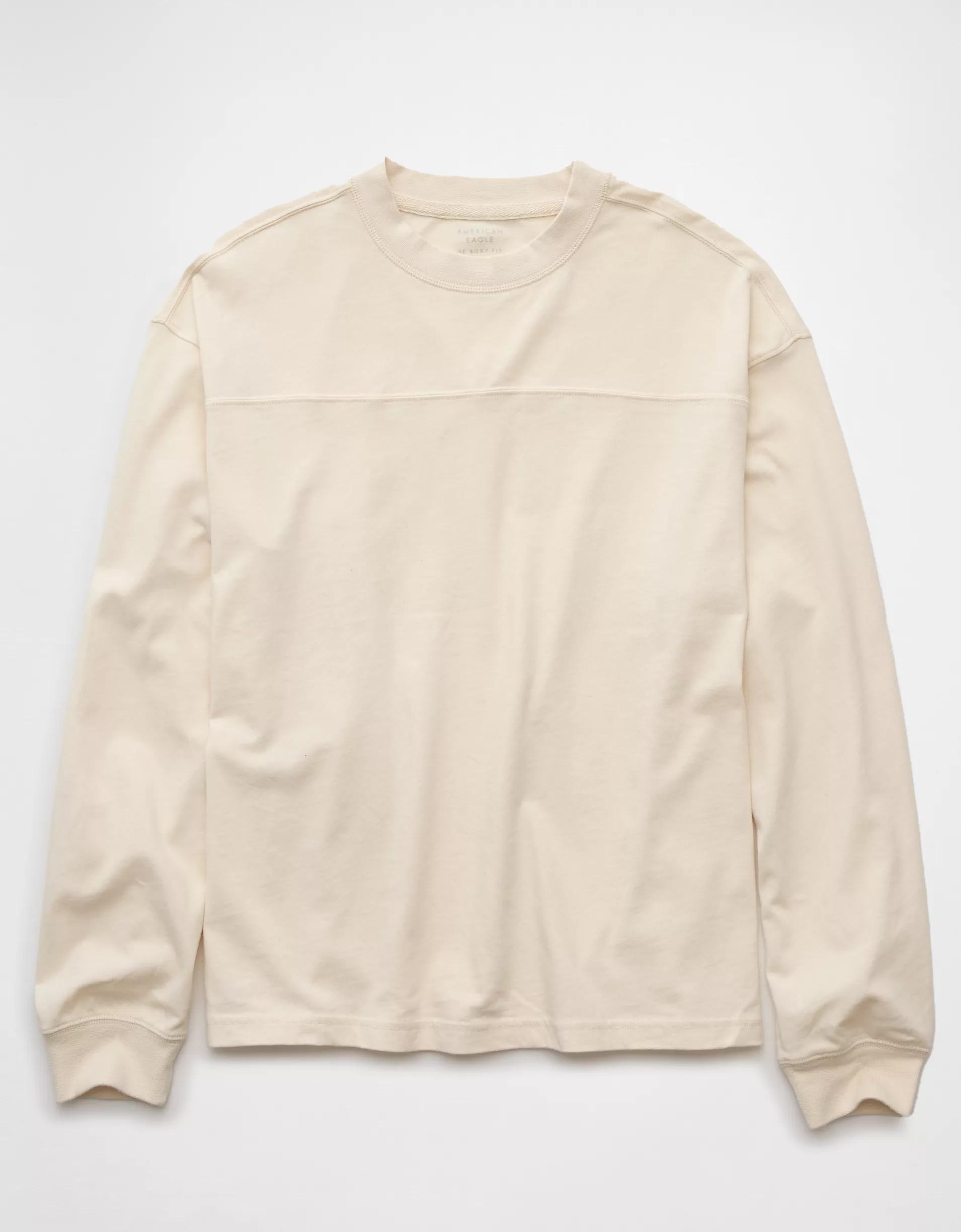 AE Long-Sleeve Boxy Sueded Jersey T-Shirt Product Image