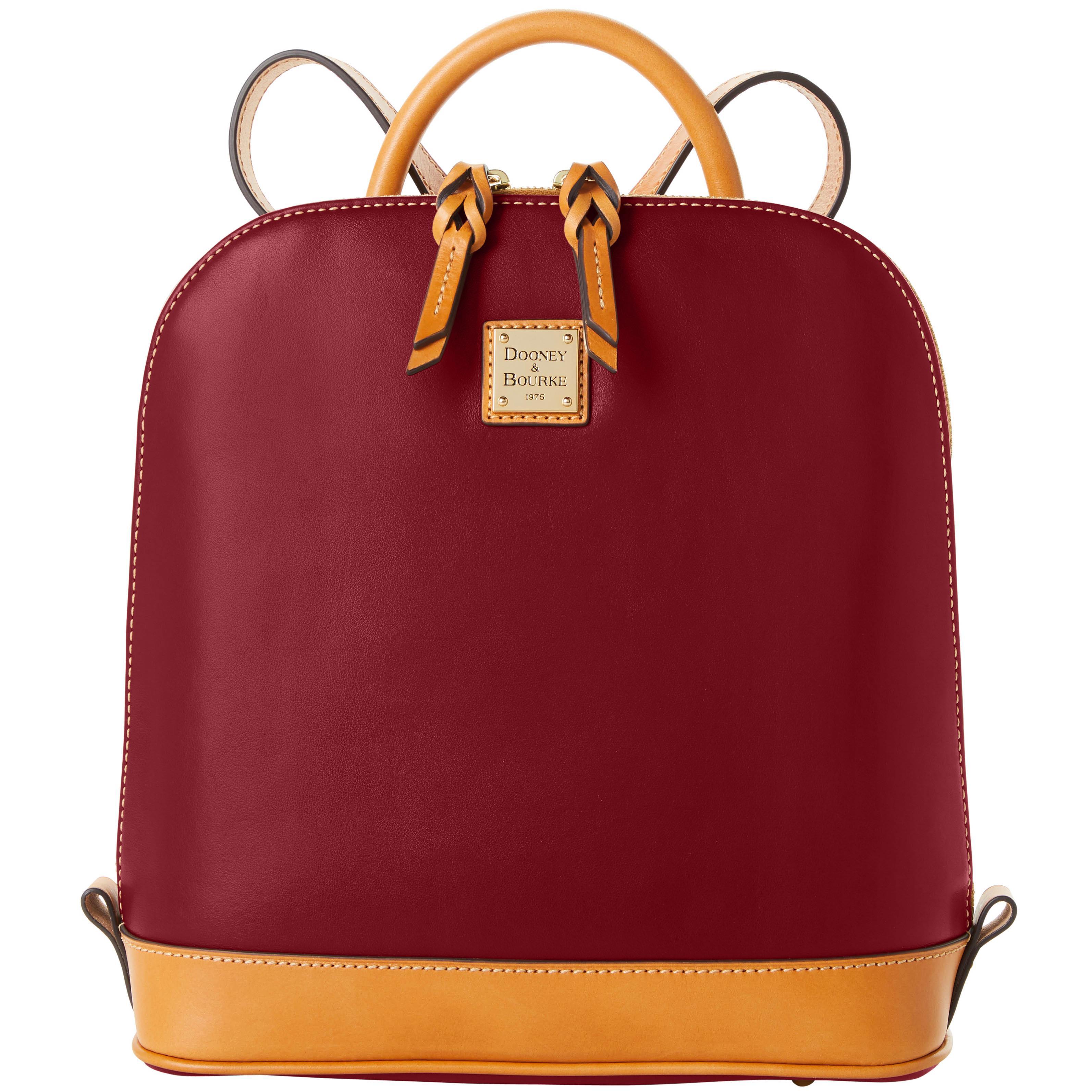 Dooney & Bourke Womens Wexford Leather Zip Pod Backpack in Mulberry Product Image