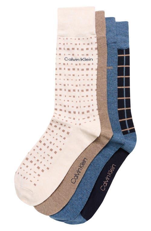 Calvin Klein Mens Crew Length Dress Socks, Assorted Patterns, Pack of 4 Product Image
