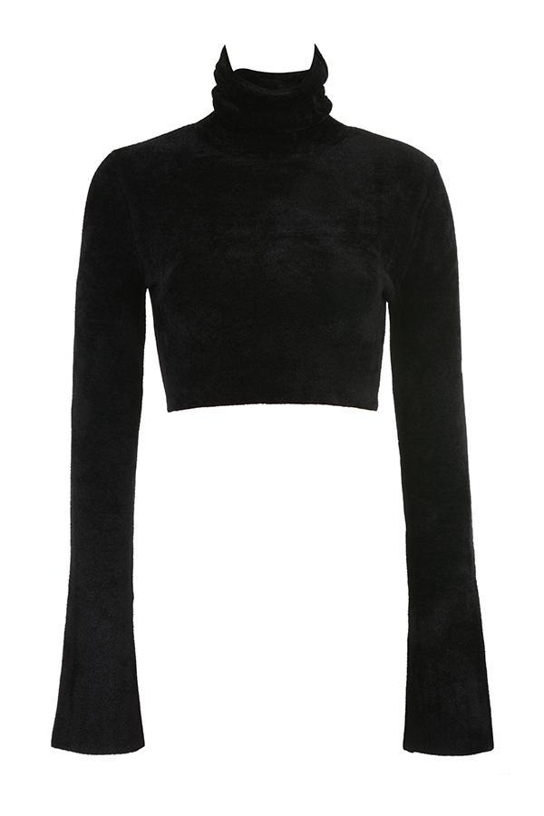 Suri Black Chenille Cropped Top Product Image