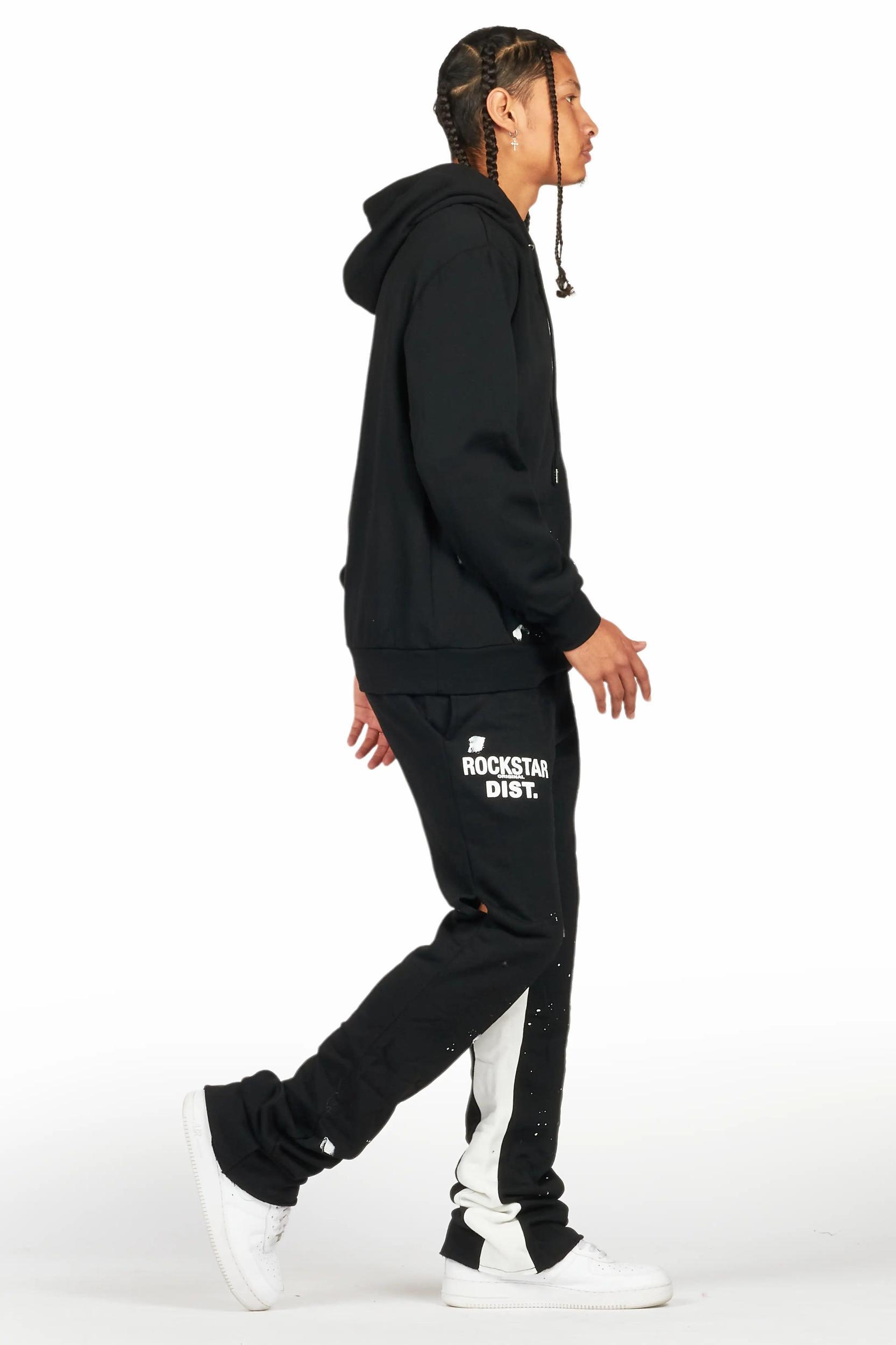 Raffer Black/White Hoodie Baggy Fit Pant Track Set Male Product Image