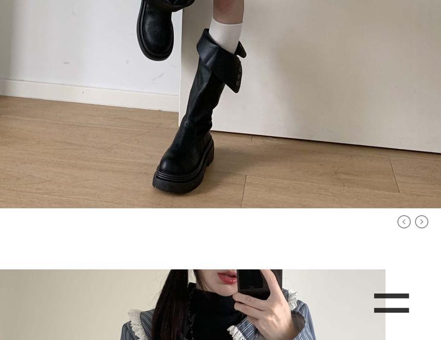 Long Sleeve Mock Neck Contrast Stitch Half Zip Top Product Image