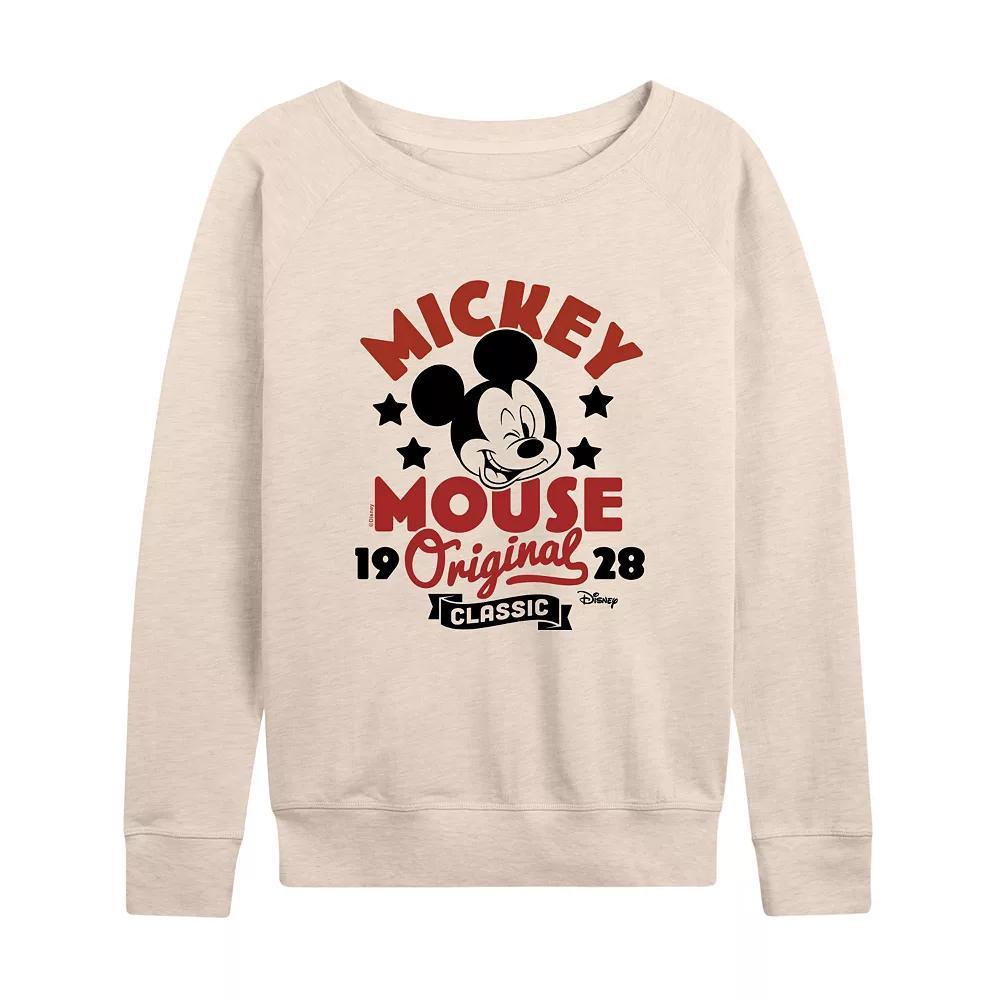 Disneys Mickey Mouse Womens Original Badge French Terry Long Sleeve Tee, Girls Product Image