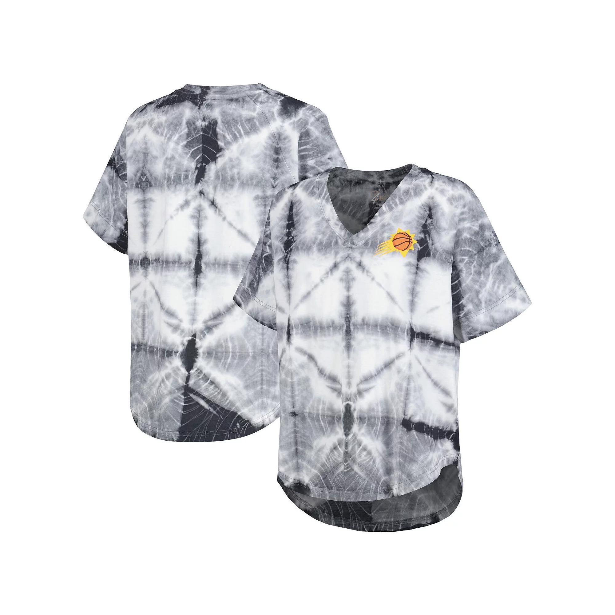 Women's G-III 4Her by Carl Banks Black Phoenix Suns Tournament Raglan Oversized Tie-Dye V-Neck T-Shirt, Size: Medium, Phx Black Product Image