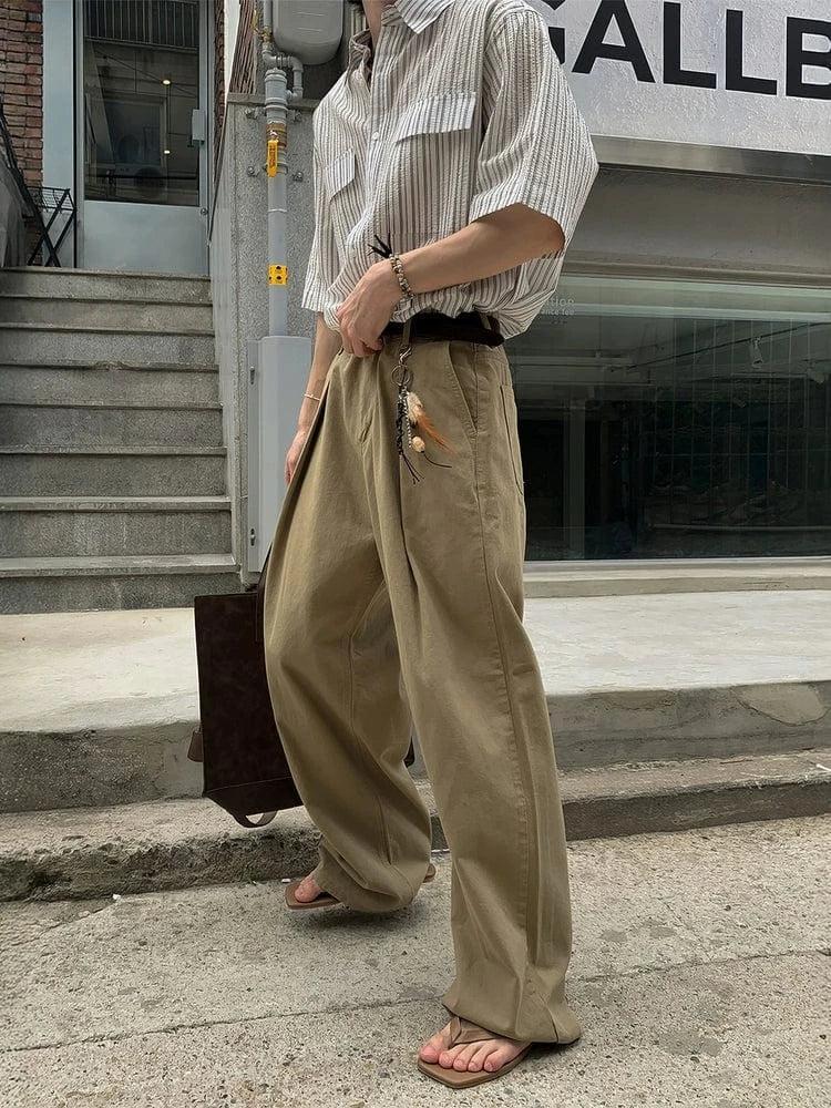 RT No. 18277 PLEATED DRAPE STRAIGHT PANTS Product Image