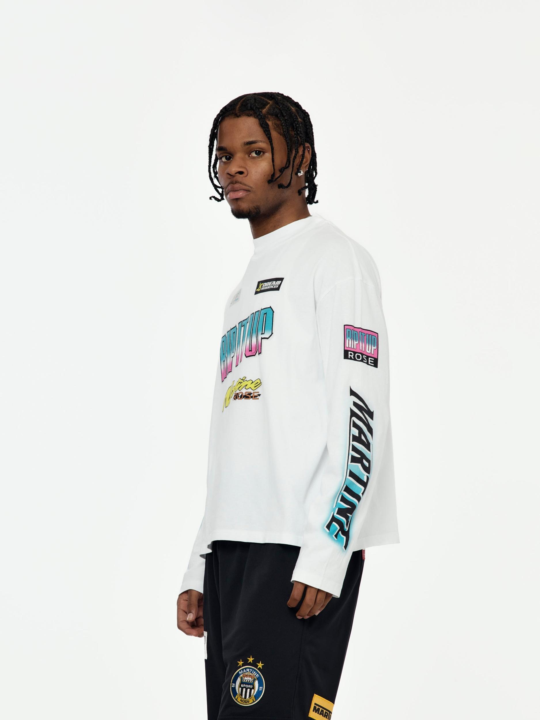 BMX Funnel Neck L/S T-Shirt (White) Product Image