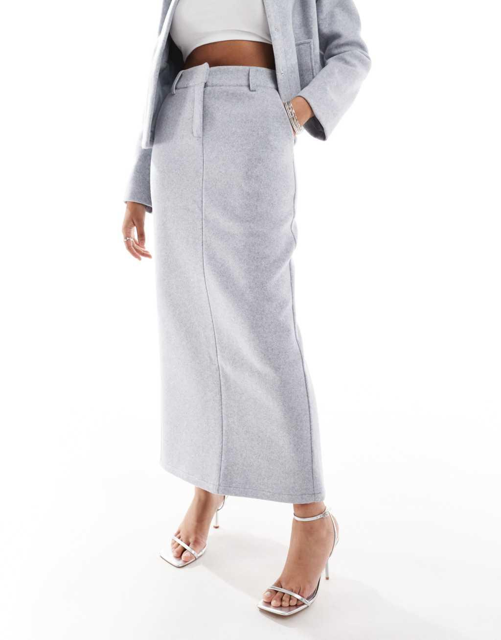 Pretty Lavish tailored maxi skirt in gray Product Image