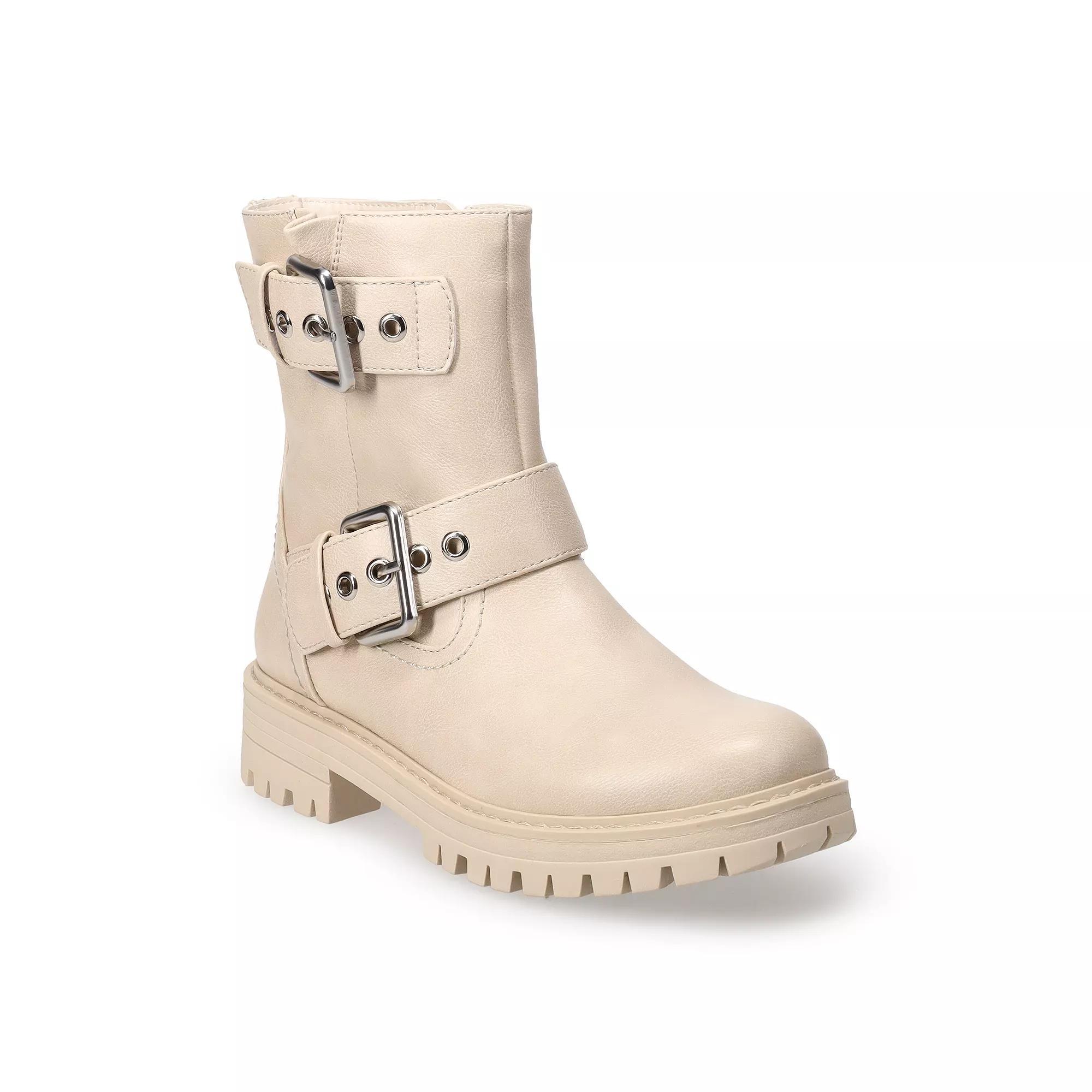 SO® Dezirae Women's Combat Boots, Size: 5.5, Ivory Product Image