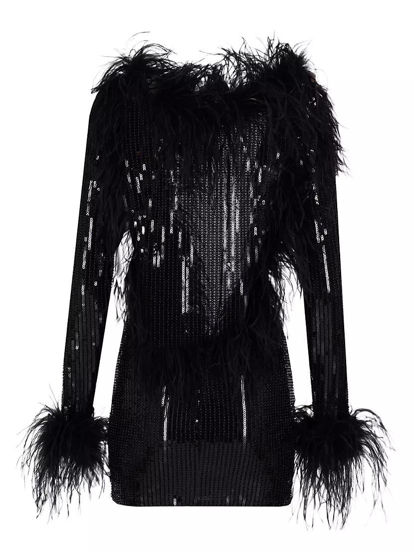 Juises Sequined & Feather Minidress Product Image