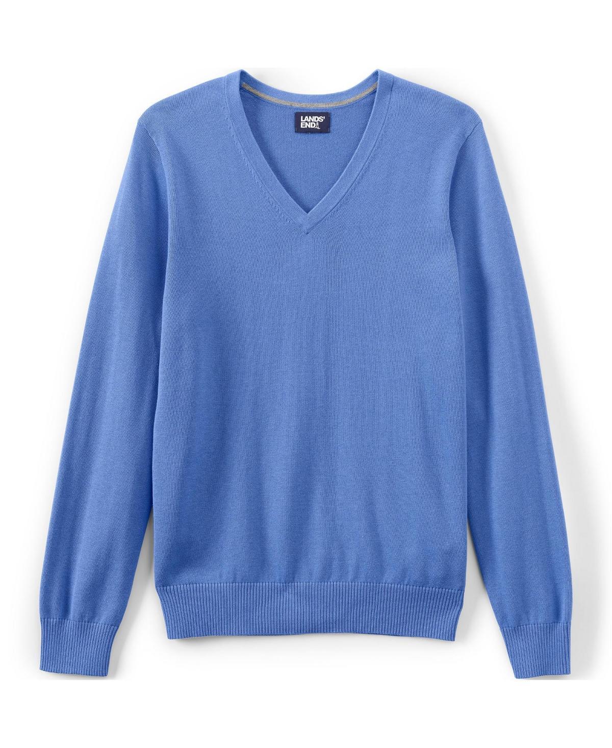 Mens Lands End V-Neck Pullover Sweater Pewter Grey Product Image