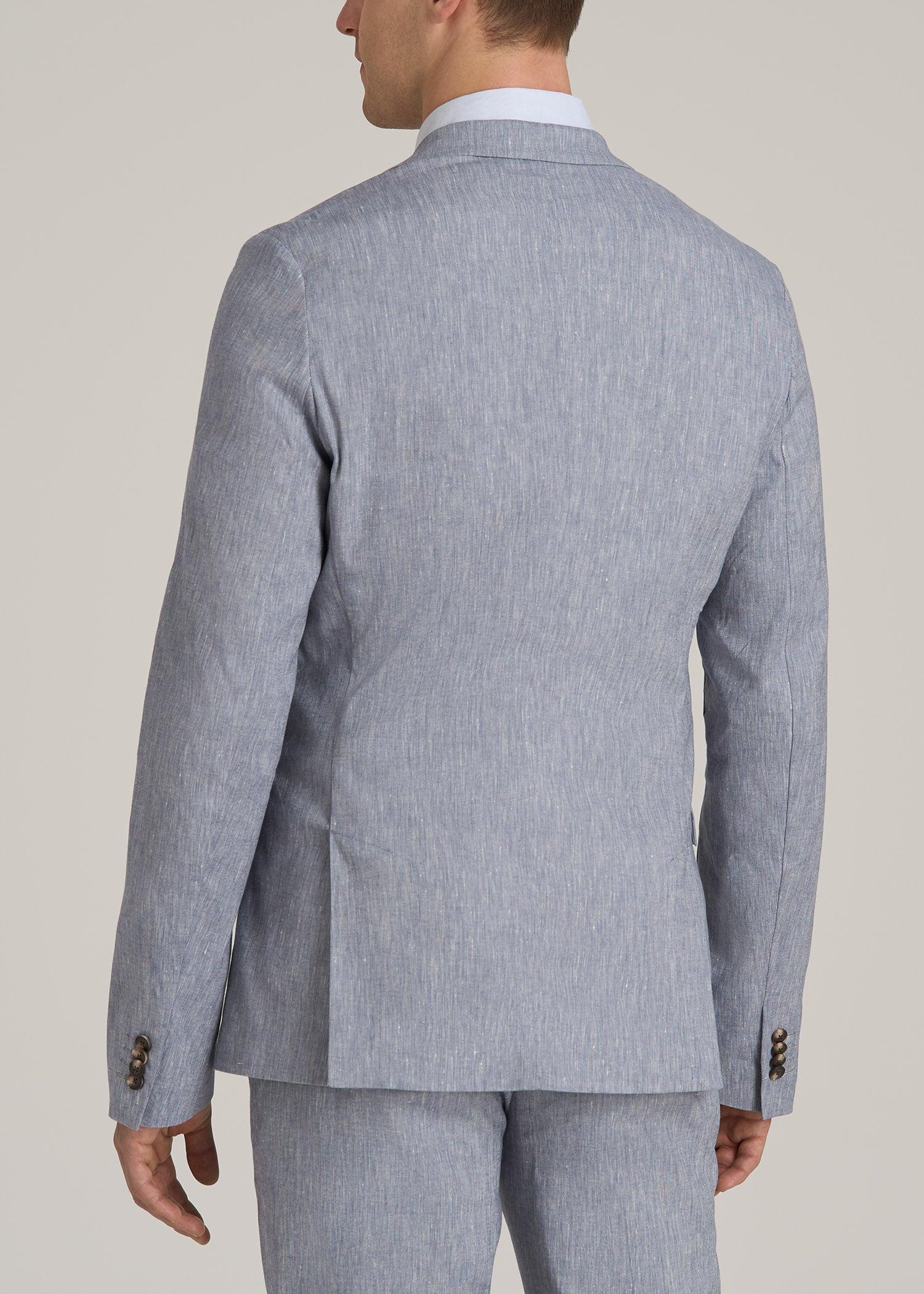 Stretch Linen Blazer for Tall Men in Navy Linen Product Image