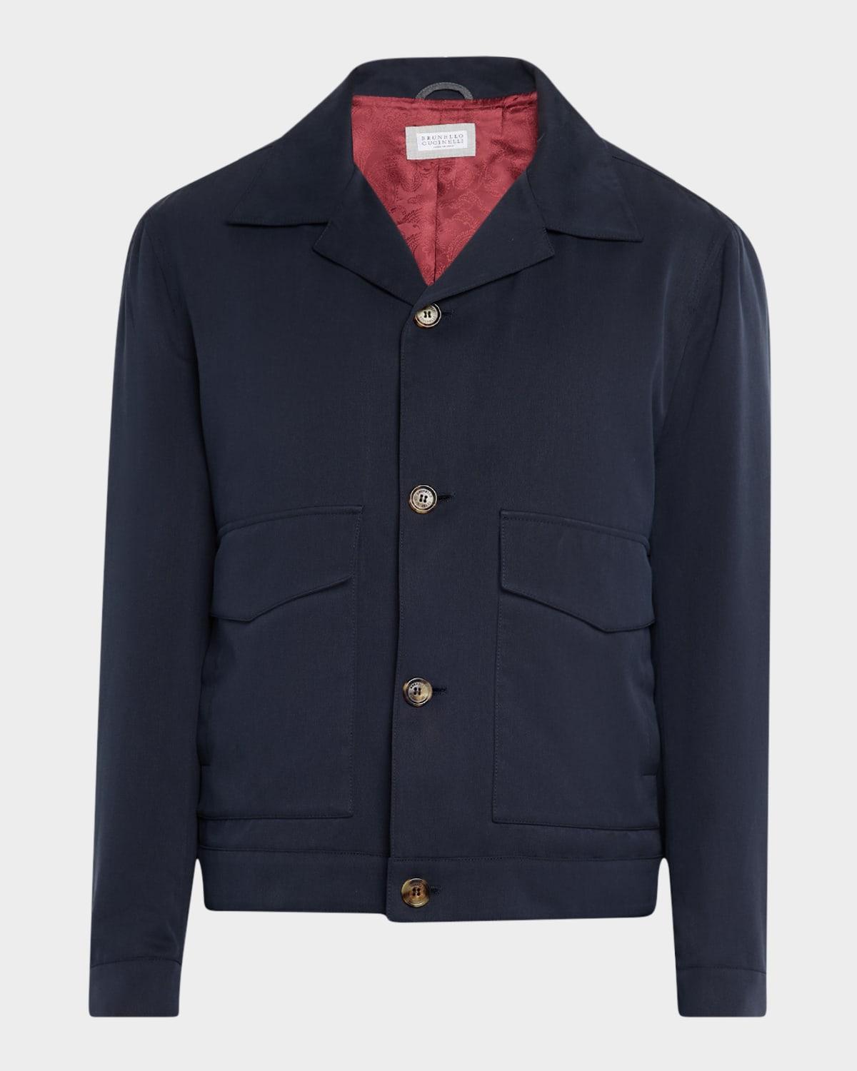 Men's Silk Button-Front Bomber Jacket Product Image