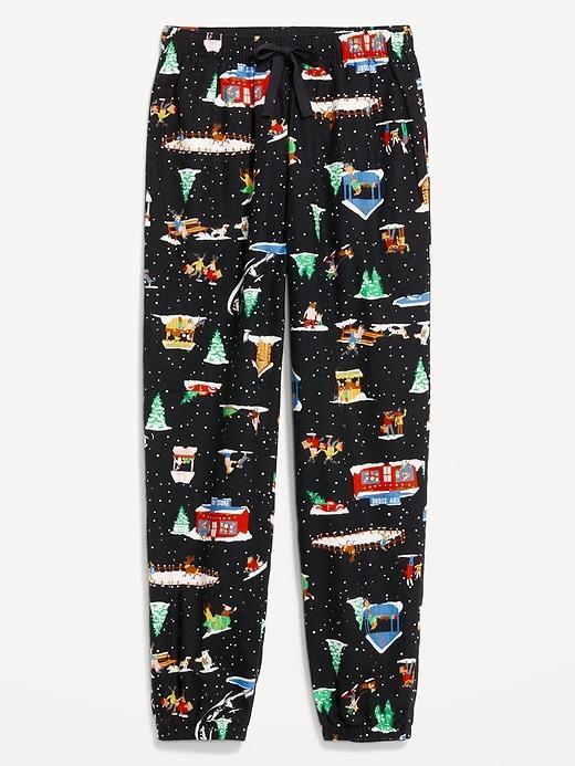High-Waisted Flannel Pajama Joggers for Women Product Image