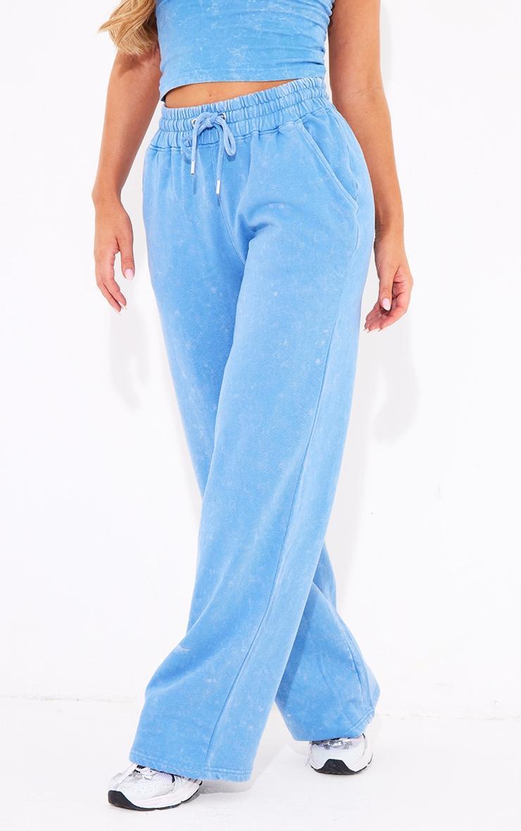  Blue Washed Low Rise Oversized Wide Leg Sweatpants Product Image