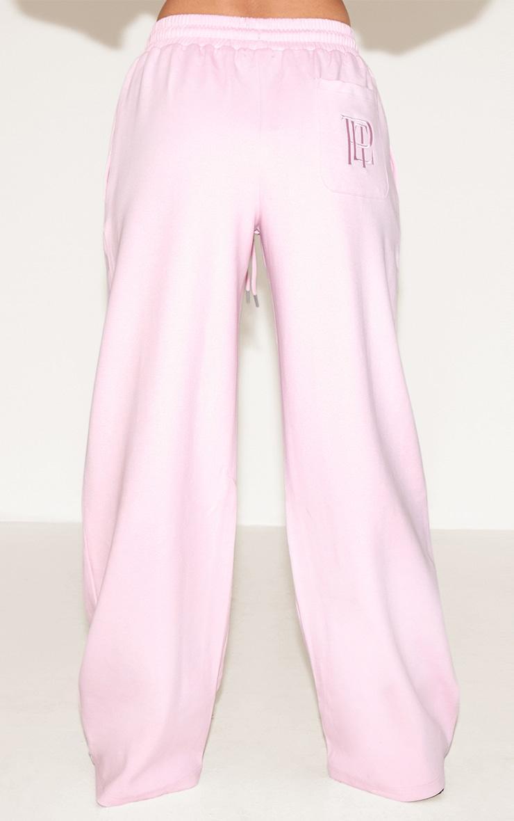 Pink Embroidered Interlock Wide Leg Sweatpant Product Image