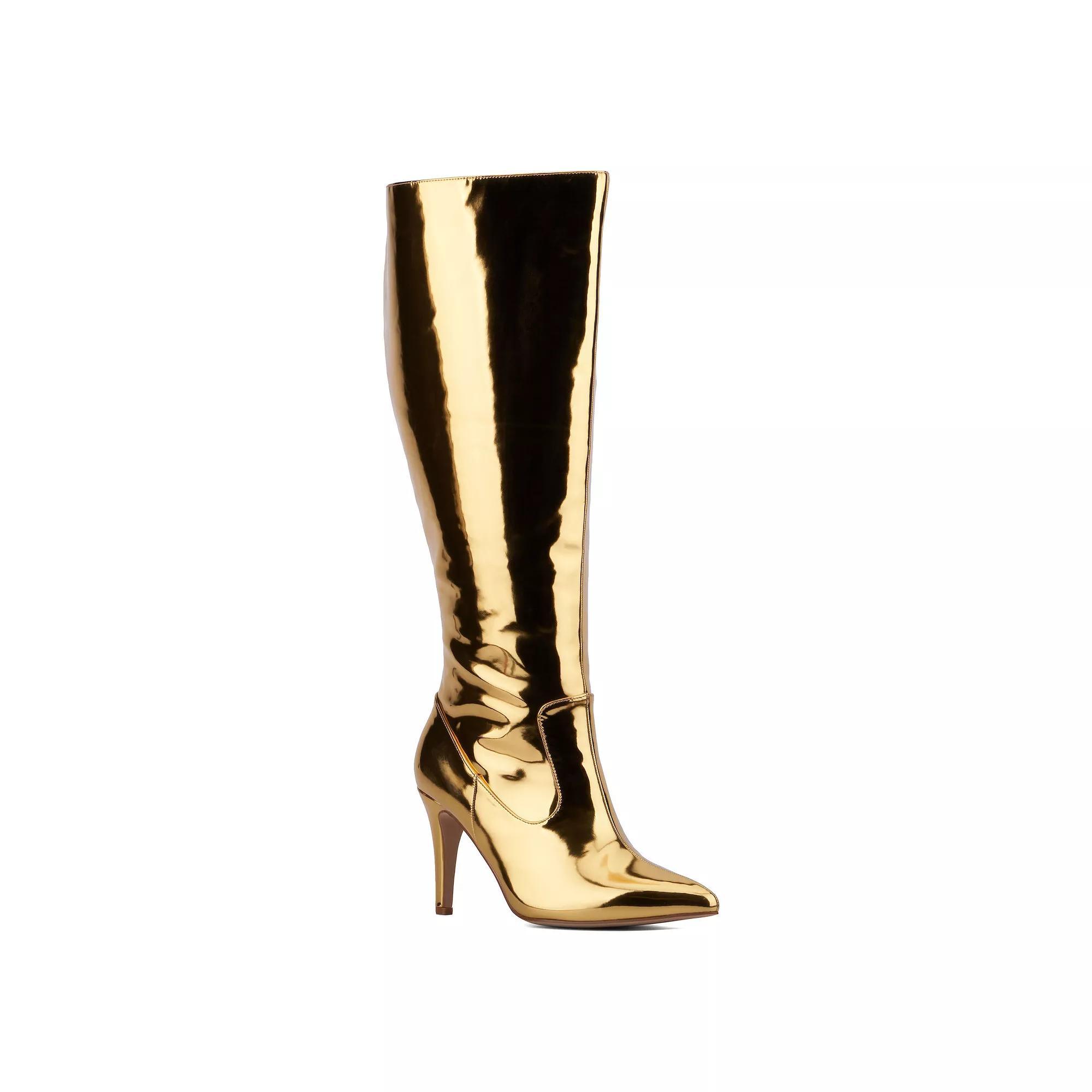 Fashion to Figure Lisette Women's Wide Width Knee-High Boots, Size: 8 Wide, Gold Grey Product Image