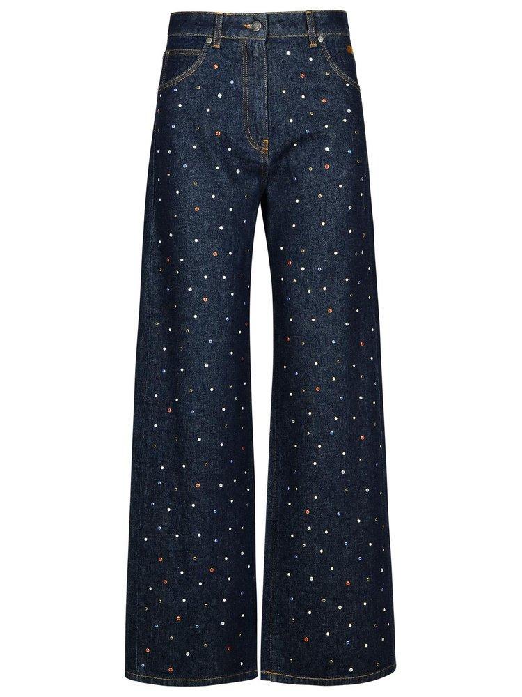 MSGM Blue Wide-leg Studs Jeans Product Image